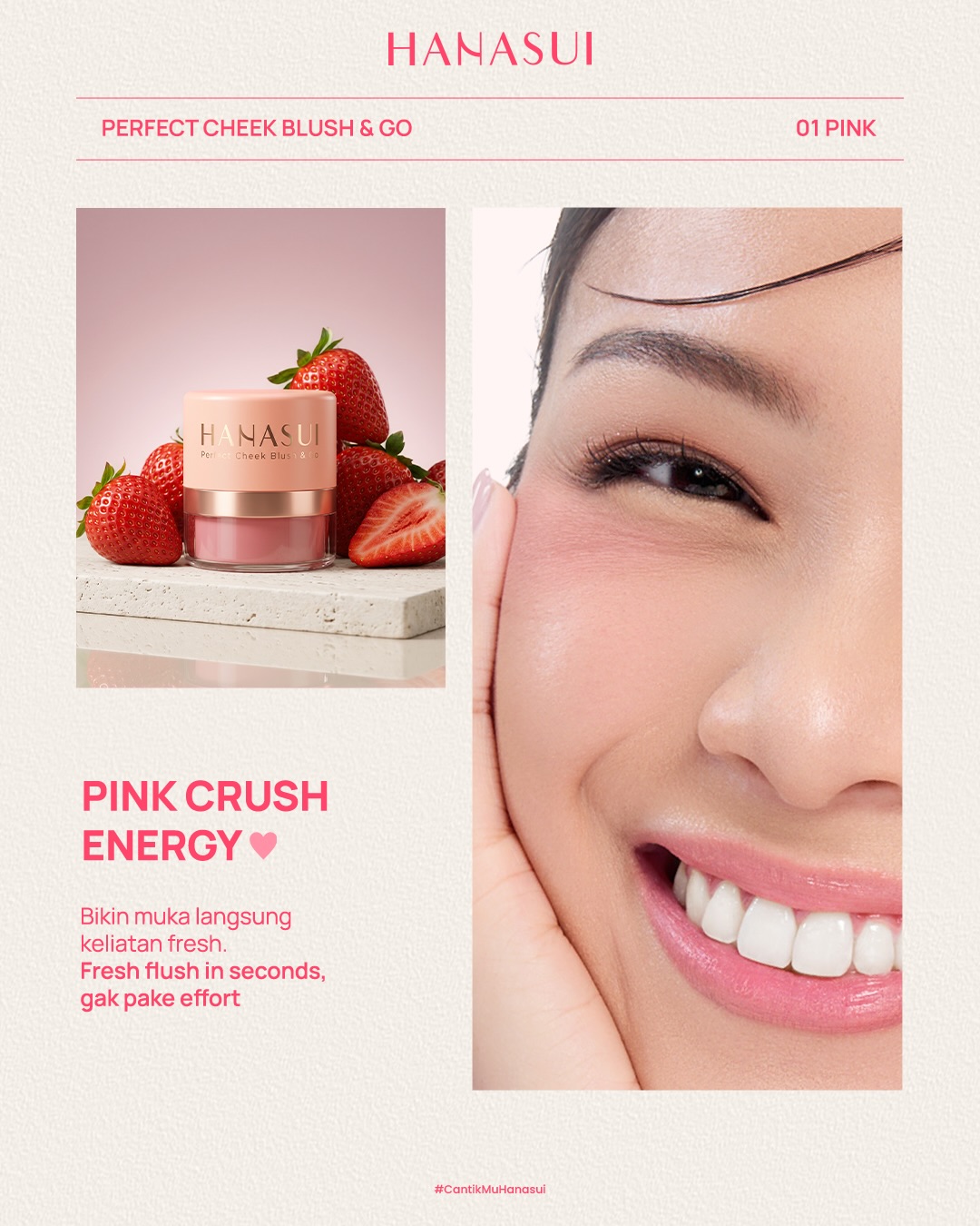 Mattedorable by Hanasui Facebook ad: Blush On Satset yang bikin muka keliatan fresh…