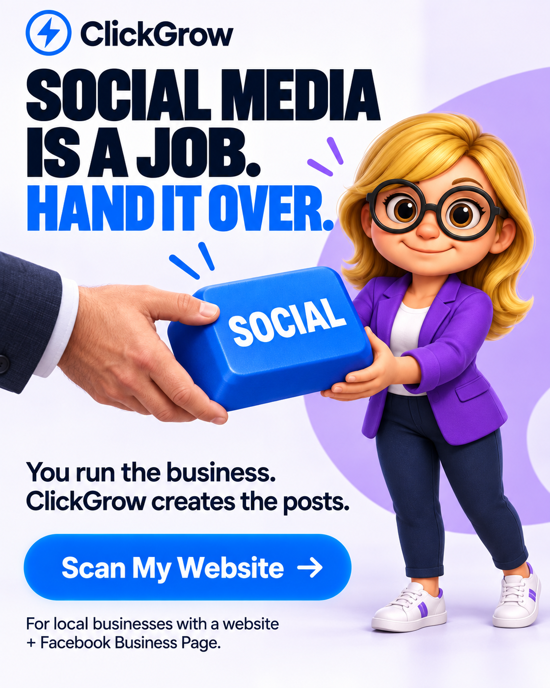 ClickGrow AI Facebook ad: Hand it over