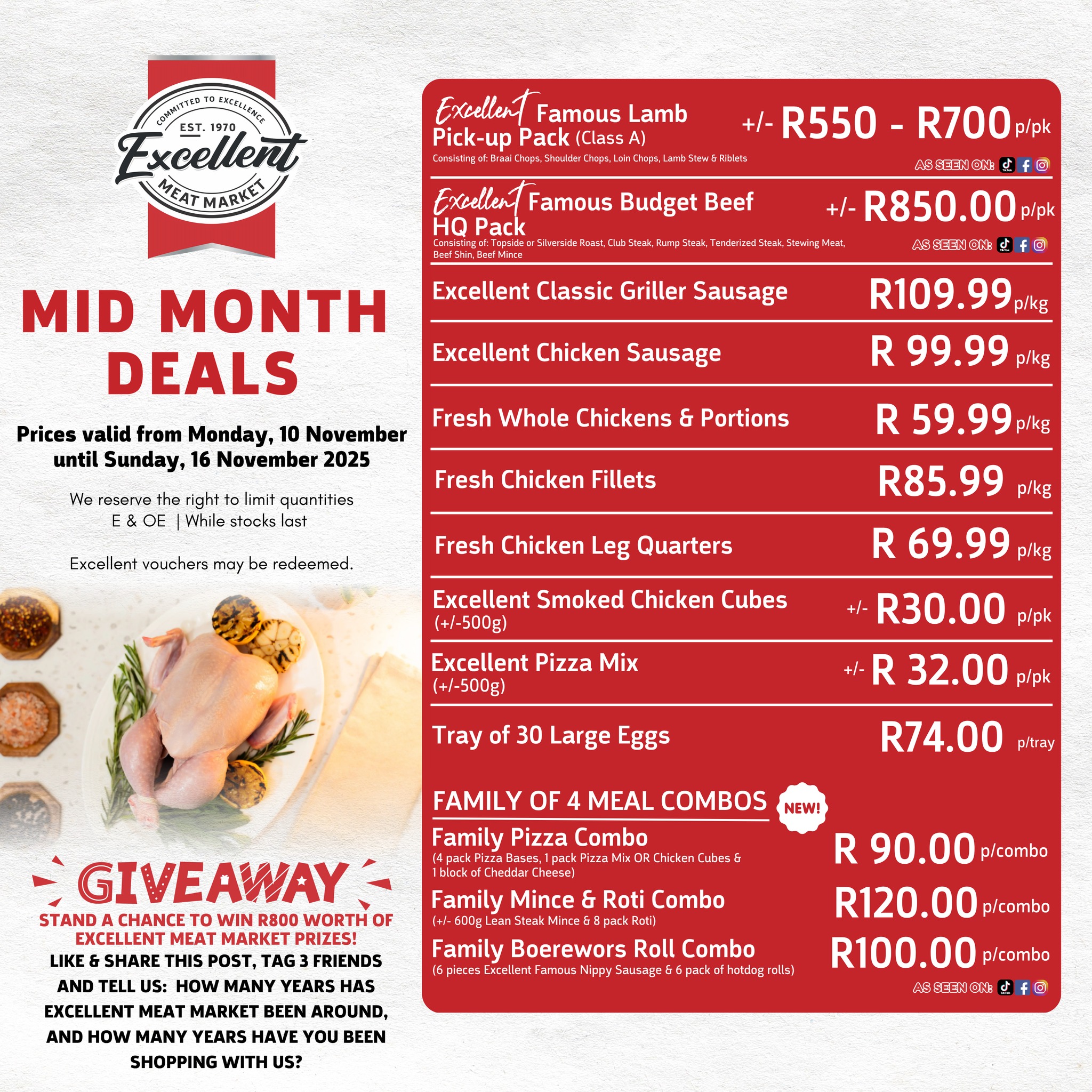 Excellent Meat Market Facebook ad: Our Mid Month Deals are here!
