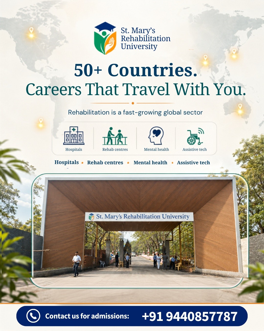 St. Mary's Rehabilitation University Facebook ad: Global Opportunities