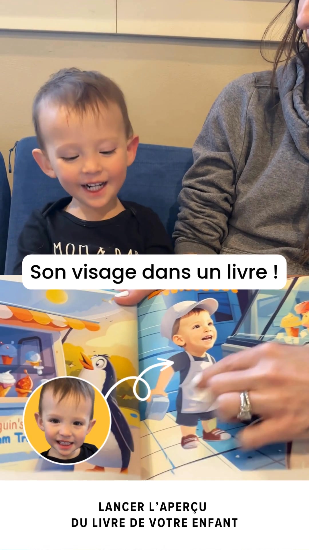 Imagitime Facebook ad: Faites de votre enfant le héros de son propre livre…