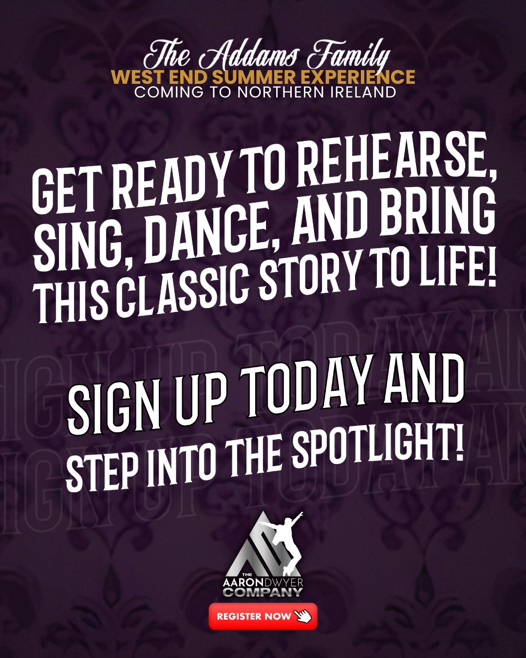 Aaron Dwyer Facebook ad: AD West End Summer Experience 2026 | The Addams Family…