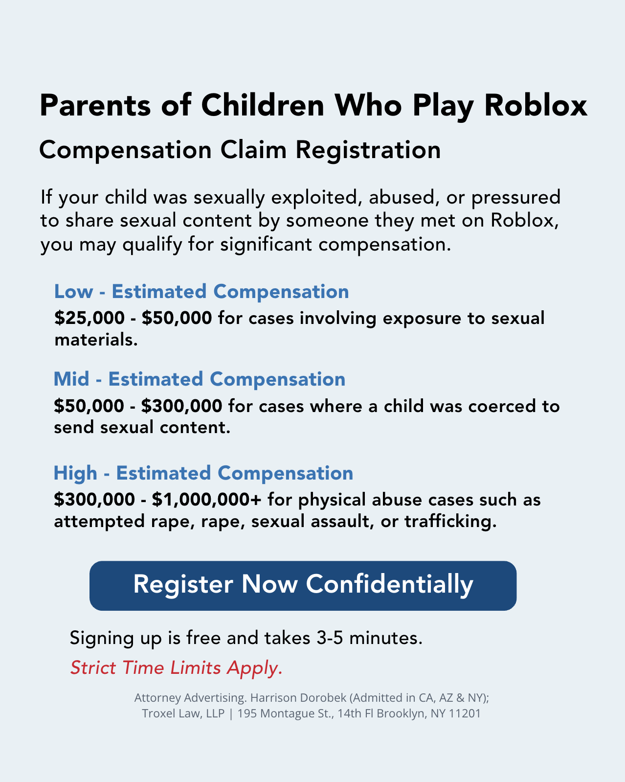 Parents Filing Video Game Claims Facebook ad