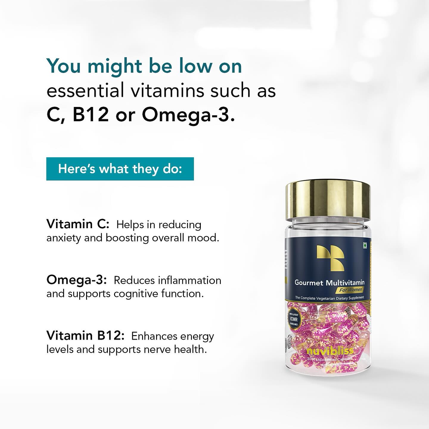 Nuvibliss Facebook ad: Gourmet Multivitamin for Women