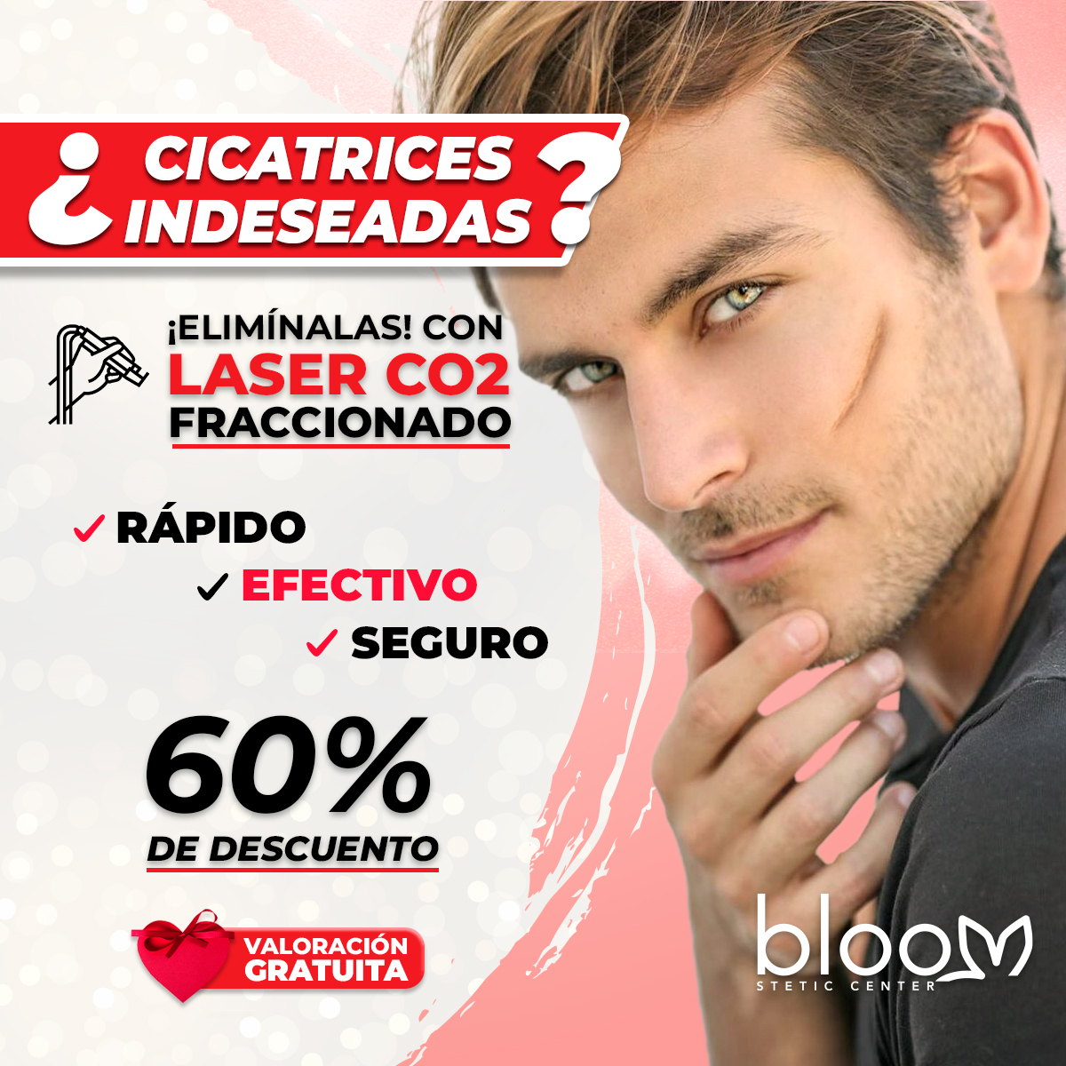 BLOOM UIO Facebook ad: ¡Dile adiós a las cicatrices con Bloom!