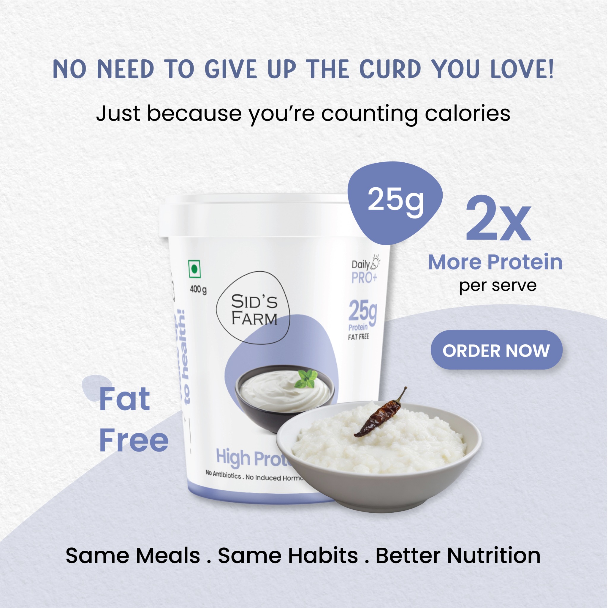 Sid's Farm Facebook ad: 25g Protein in Every Cup. Power Up Your Day.