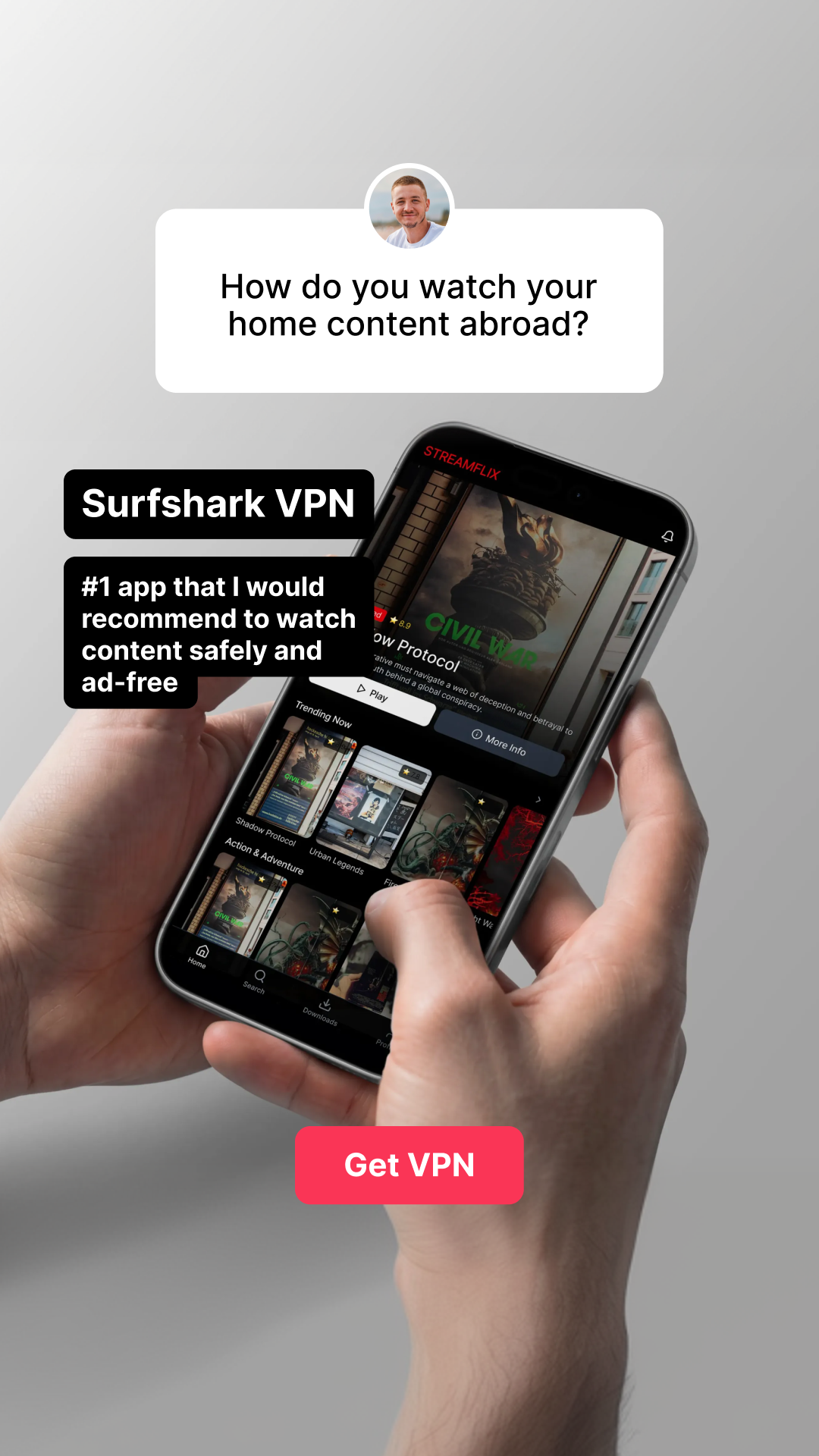 Surfshark Facebook ad