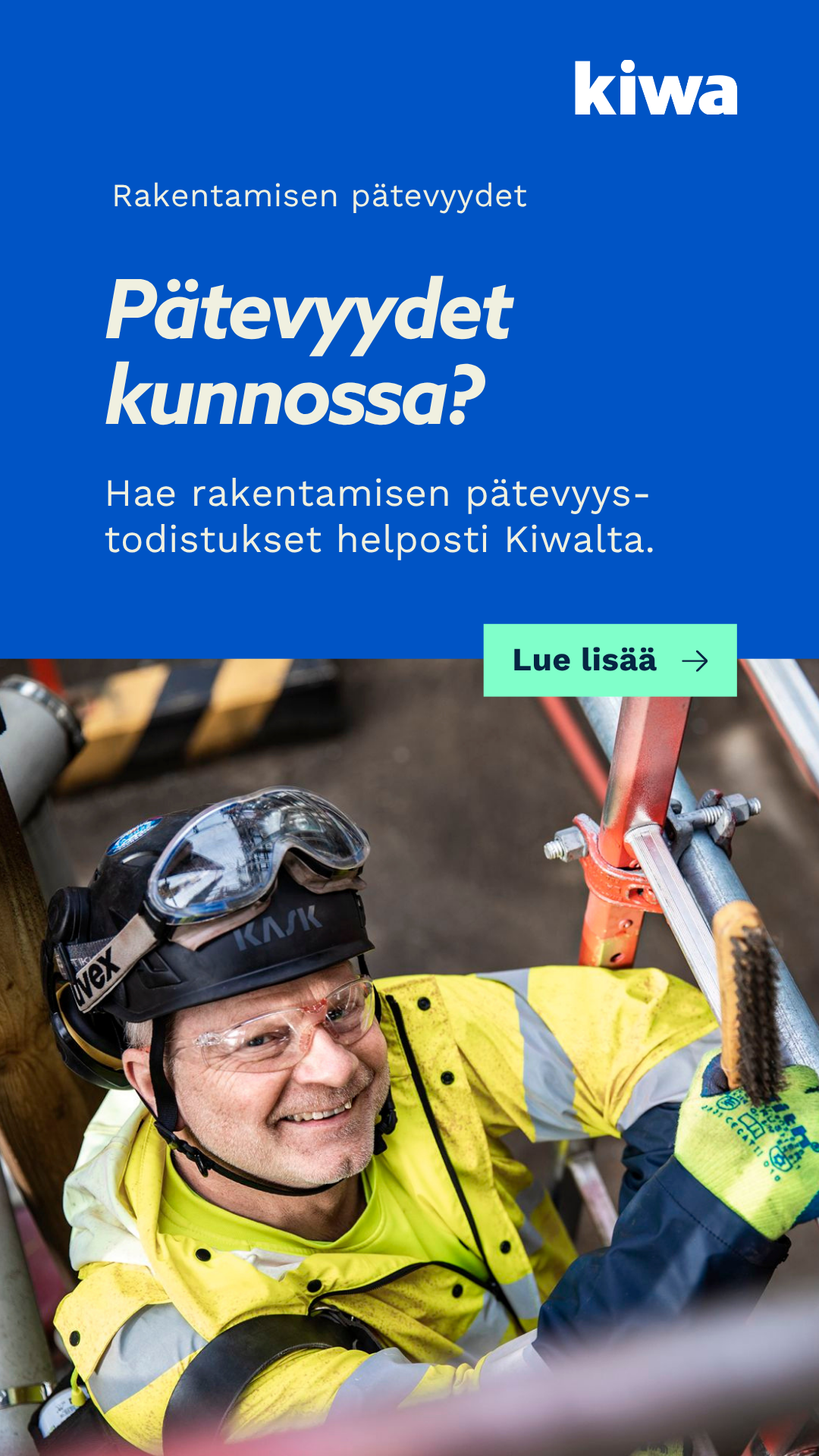 Kiwa Suomi Facebook ad: Varmista pätevyys
