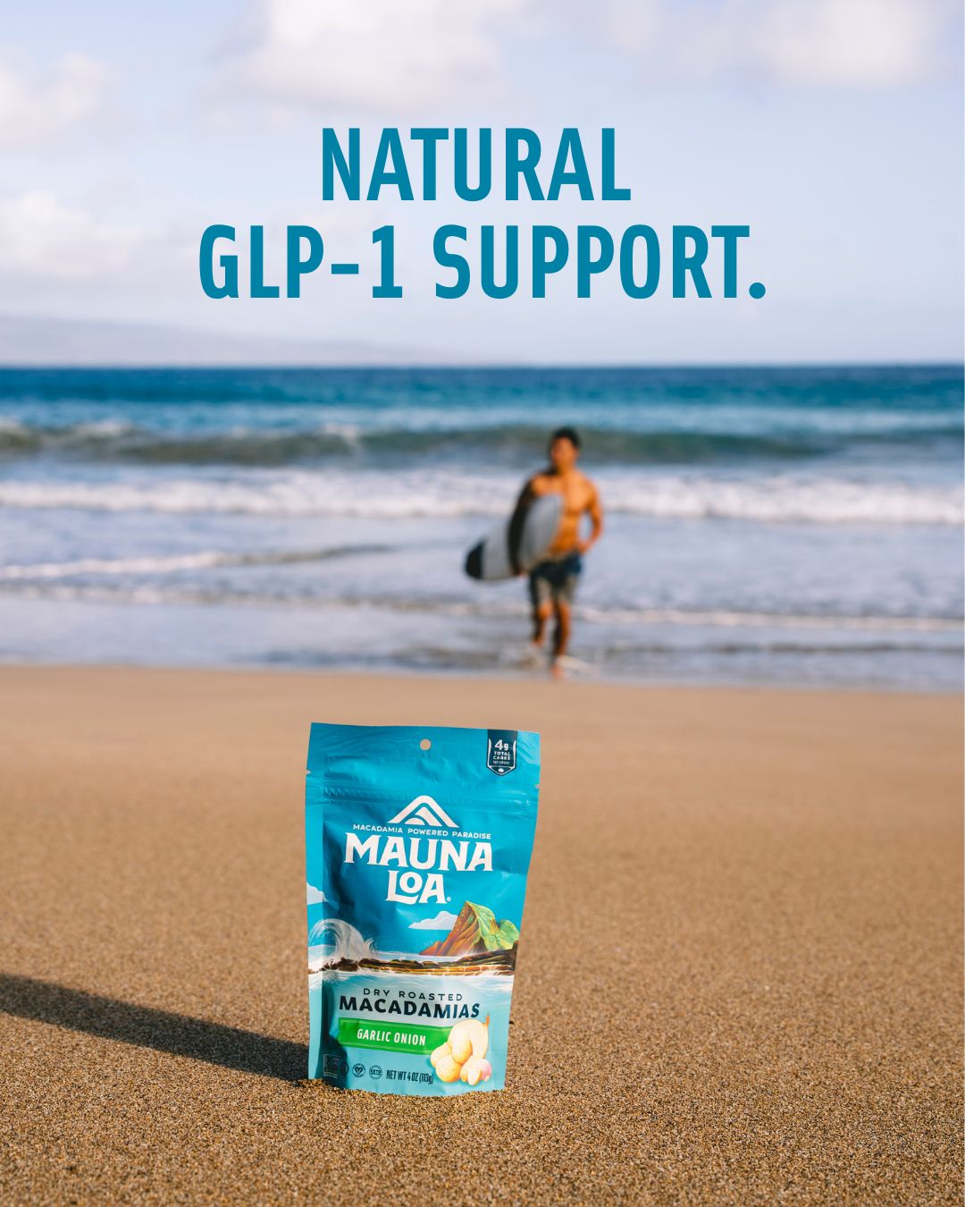 MAUNA LOA Macadamia Nuts Facebook ad: Rich, buttery macadamias for GLP-1 lifestyles.