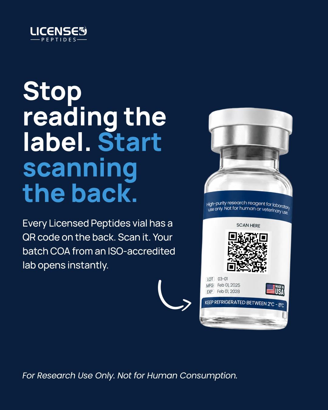 Licensed PeptideDirect Facebook ad: Read The COA Before You Buy