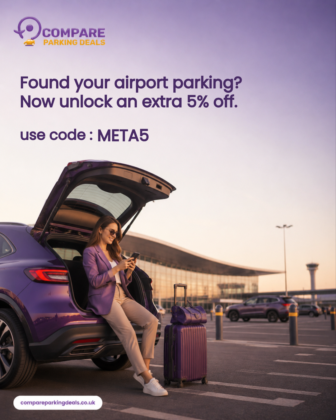 Compare Parking Deal Facebook ad: Heathrow parking from £11/day