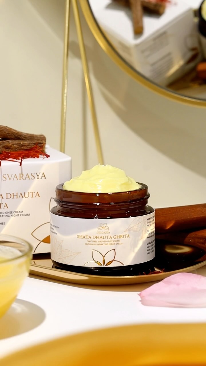 Svarasya Ancient Selfcare Facebook ad: Shata Dhauta Ghrita - a skincare indulgence like…