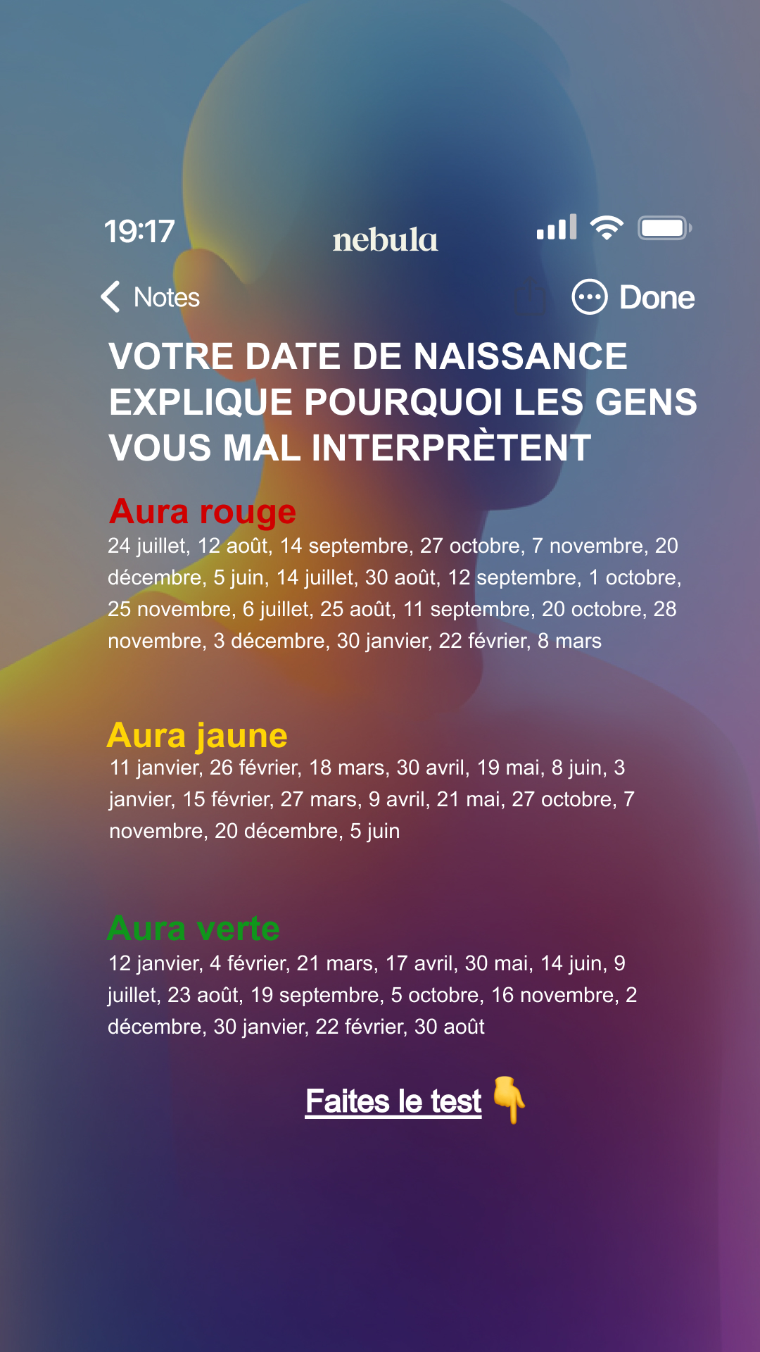 Nebula: Aura Power Reading Facebook ad