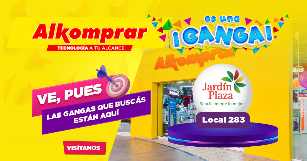 Alkomprar Facebook ad: Visítanos en el C.C. Jardín Plaza
