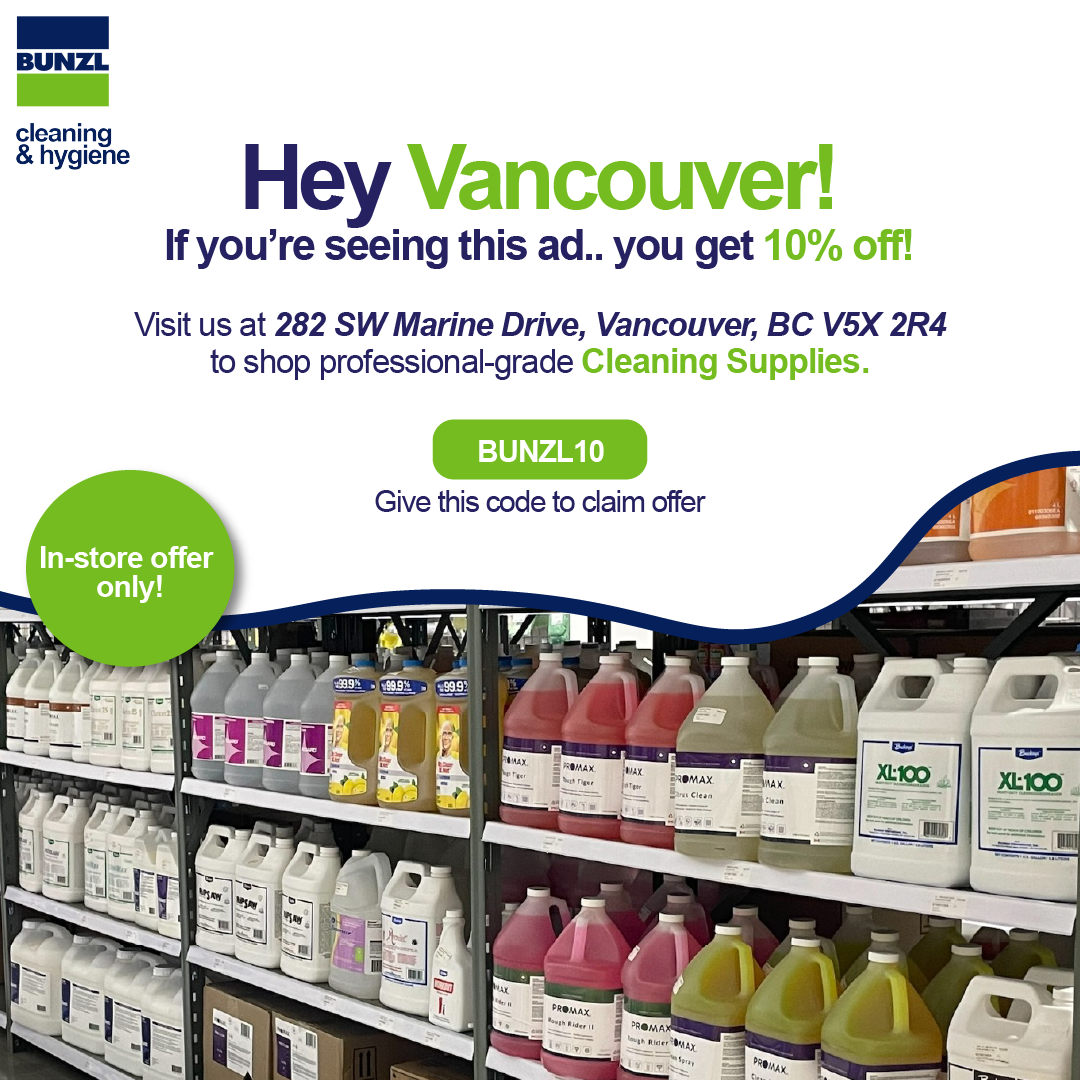 Bunzl Canada Facebook ad: Take 10% Off InStore