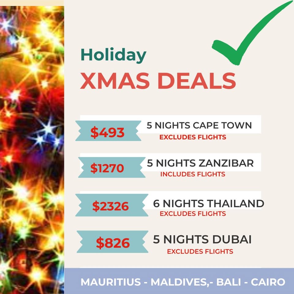 Fivebulls Travel Tours & Safaris Facebook ad: Holiday & Travel Expriences.