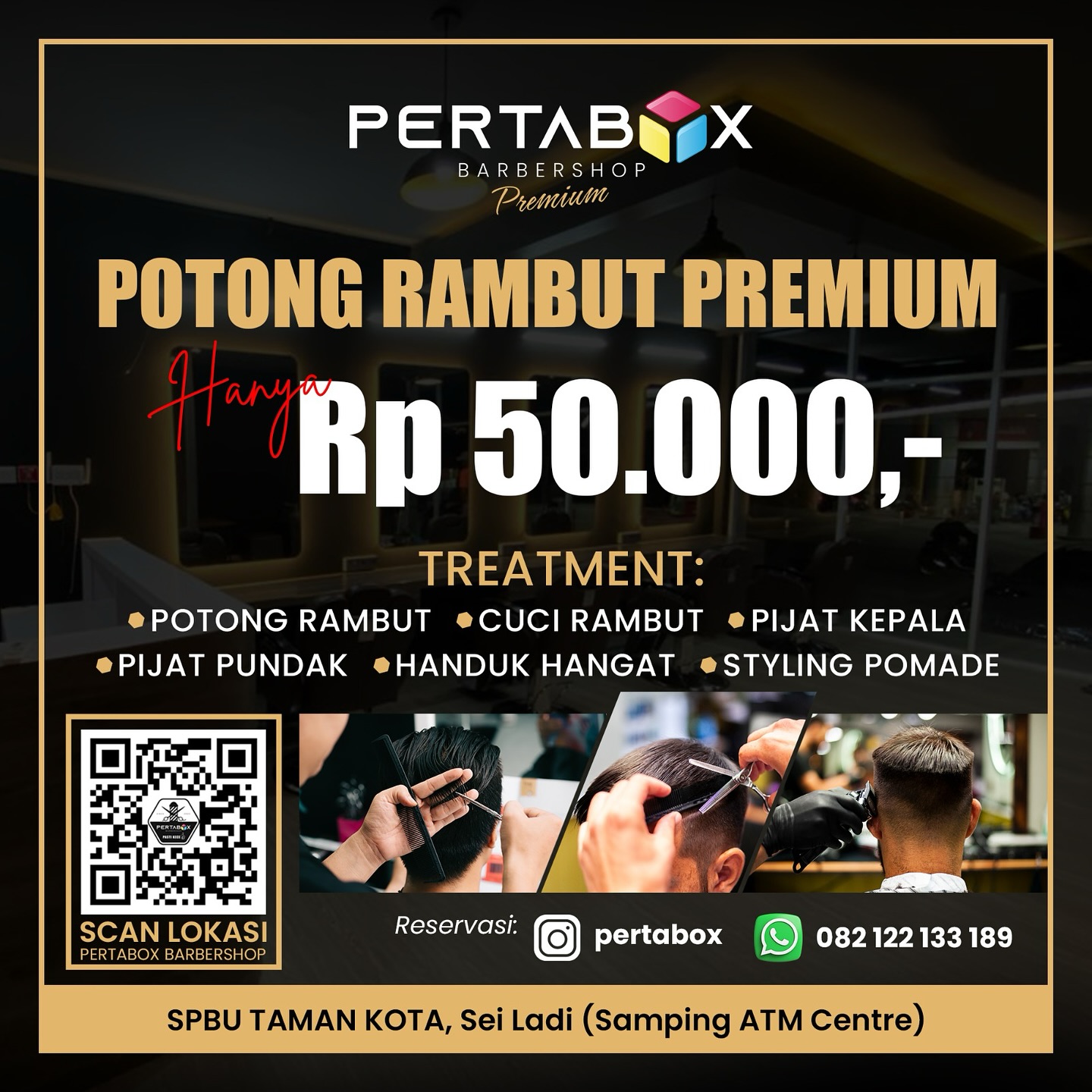Pertabox Barbershop Facebook ad: Penampilan berkualitas dengan harga terjangkau!