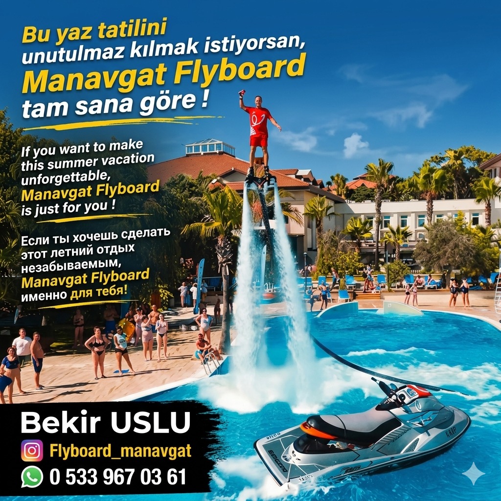 Flyboard Manavgat Facebook ad: Adrenalin damarlarınızda dolaşsın, özgürlüğü ayaklarınızın…