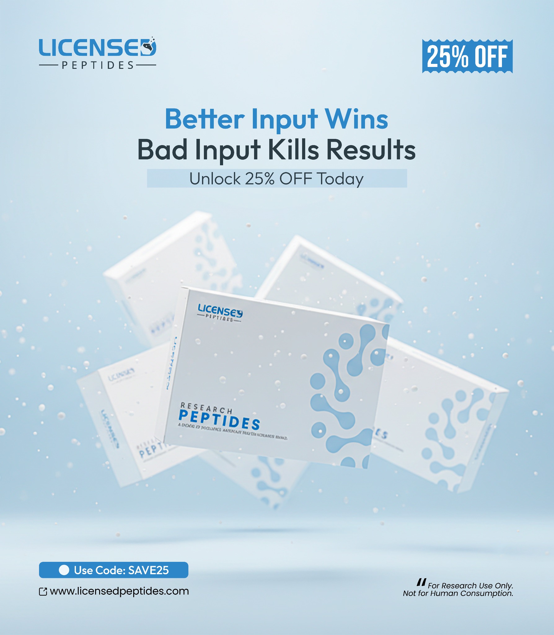 Licensed Peptides Research Facebook ad from Apr 28, 2026