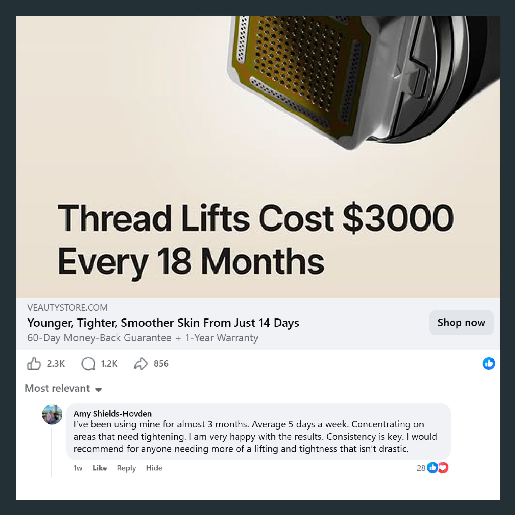 Veauty Facebook ad