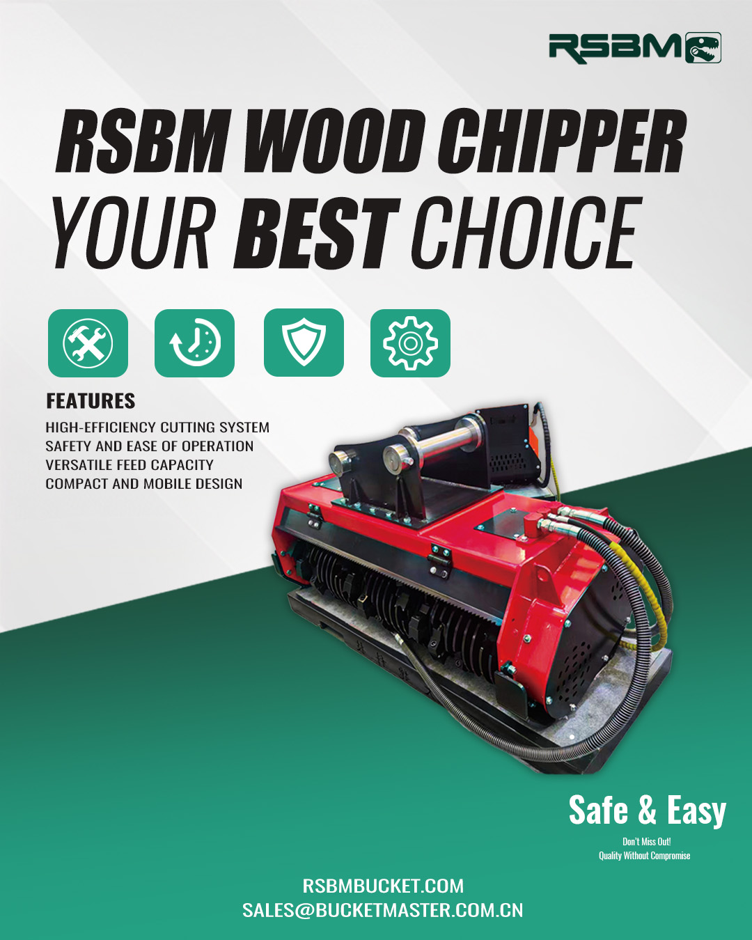 RSBM Bucket Facebook ad: Clear the Way with RSBM Forestry Mulcher!