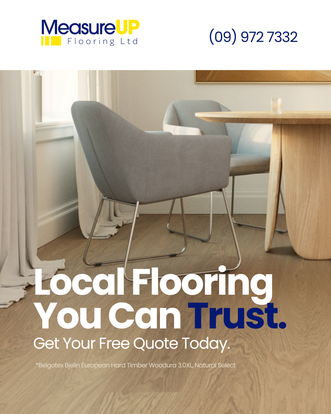 Measureup Flooring Ltd Facebook ad: Experienced advice and every day great pricing!