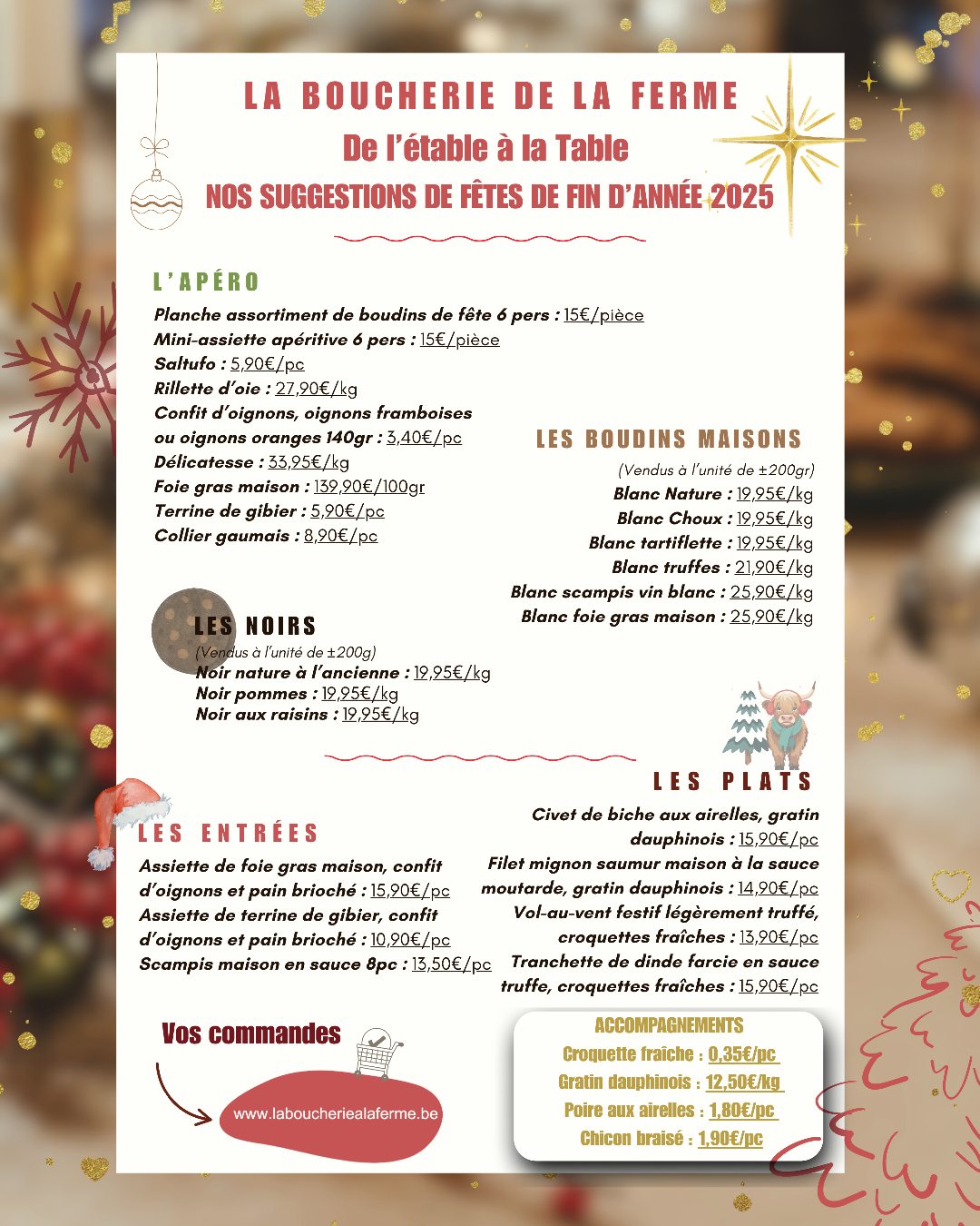 Boucherie à la ferme lustin Facebook ad: La carte des Fêtes 2025 est arrivée!