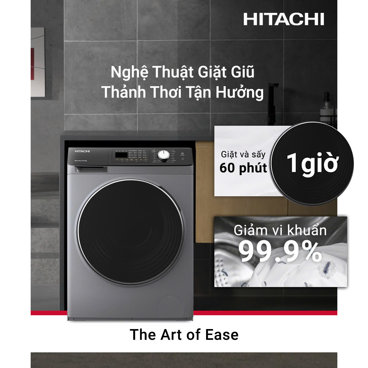 Hitachi Home Appliances Facebook ad: Máy Giặt Sấy Hitachi