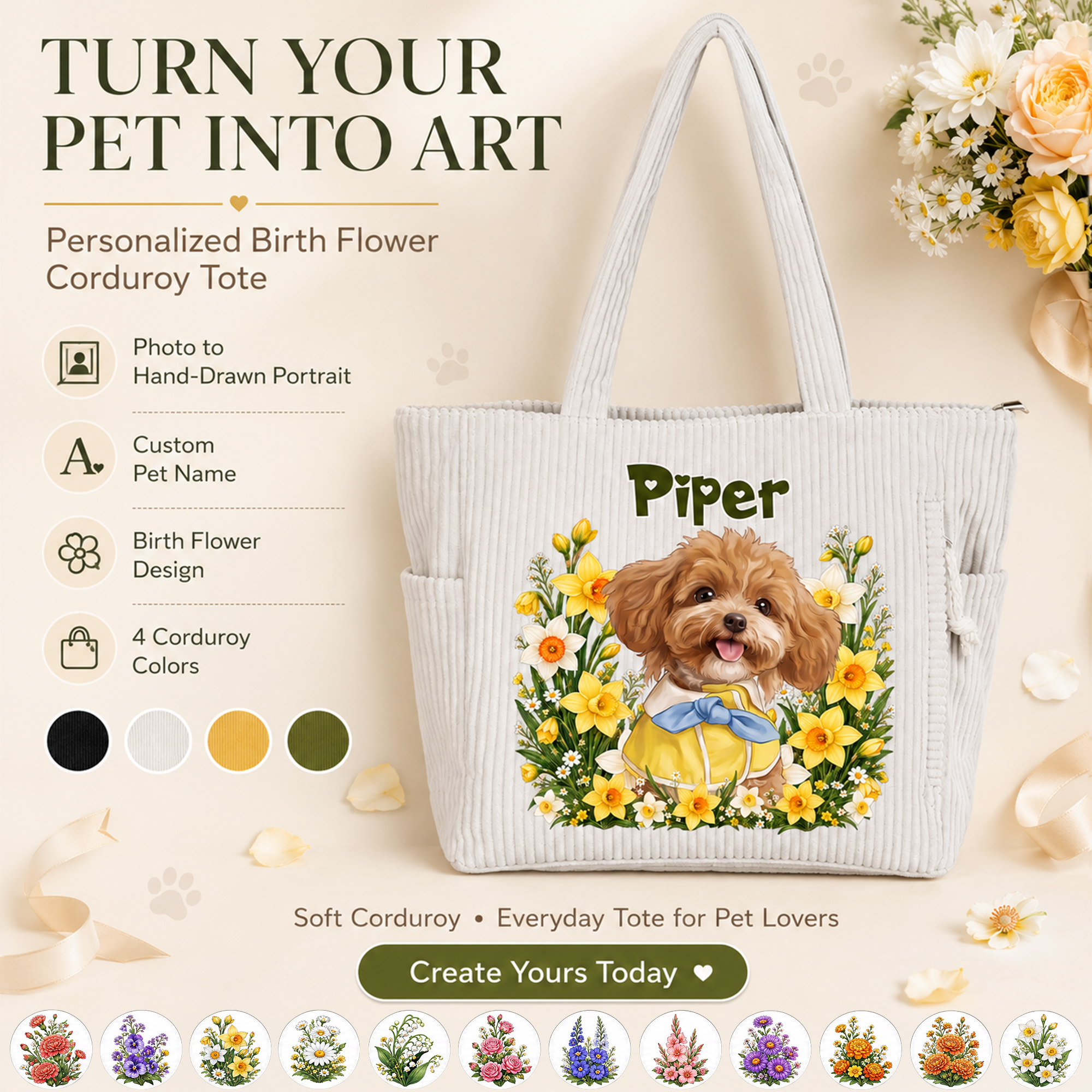 Callie Grace Facebook ad: Personalized Cute Pet Photo Birth Flower Large Capacity…