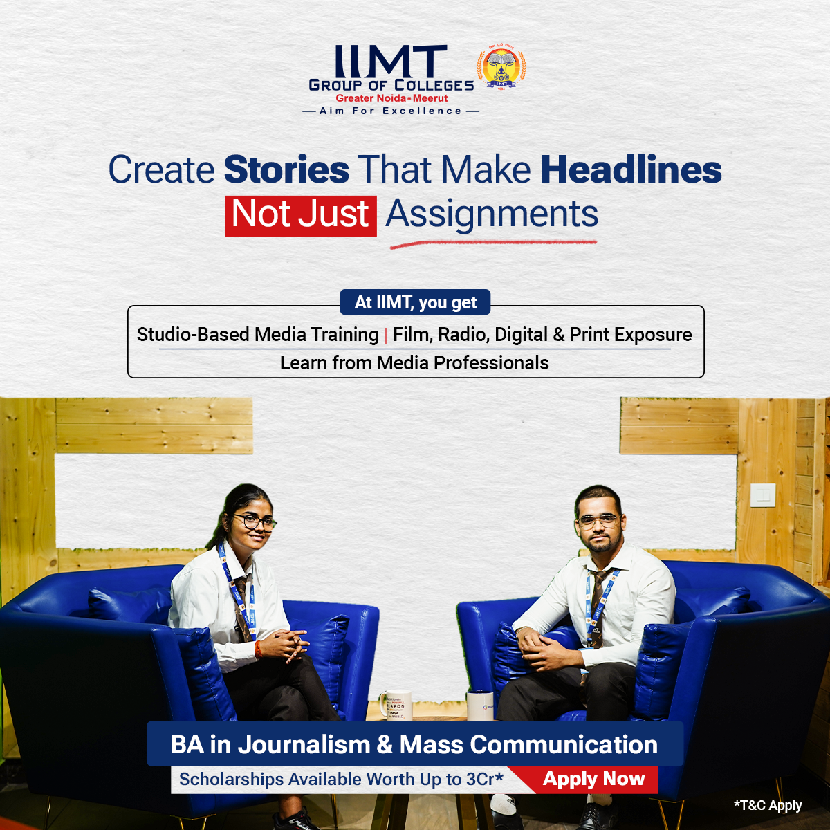 IIMT Group of Colleges Facebook ad: BA Journalism & Mass Communication Admissions 2026