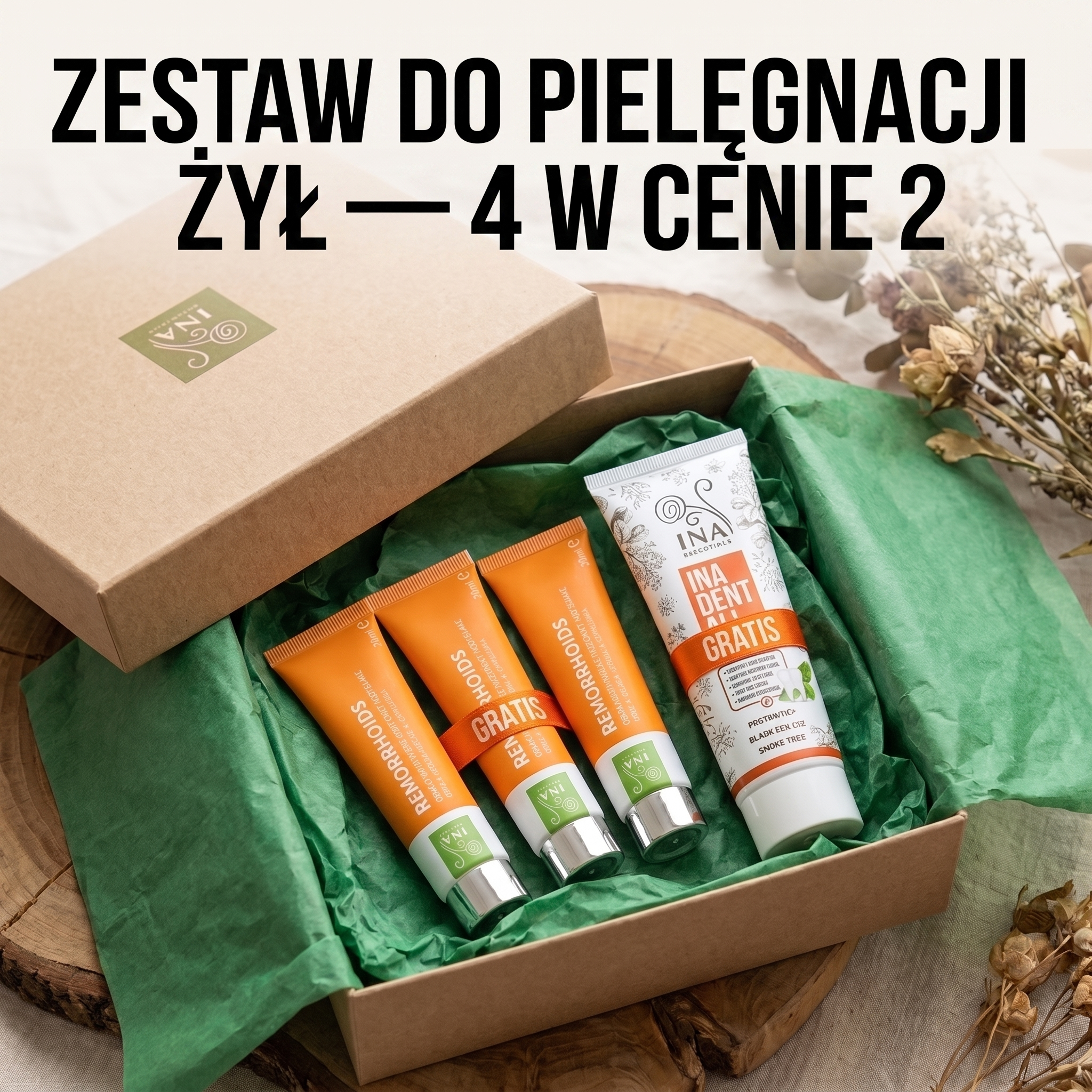 InaEssentials.PL - Rodzinne Kosmetyki Organiczne Facebook ad: Kup 2, trzeci krem gratis plus pasta do zębów