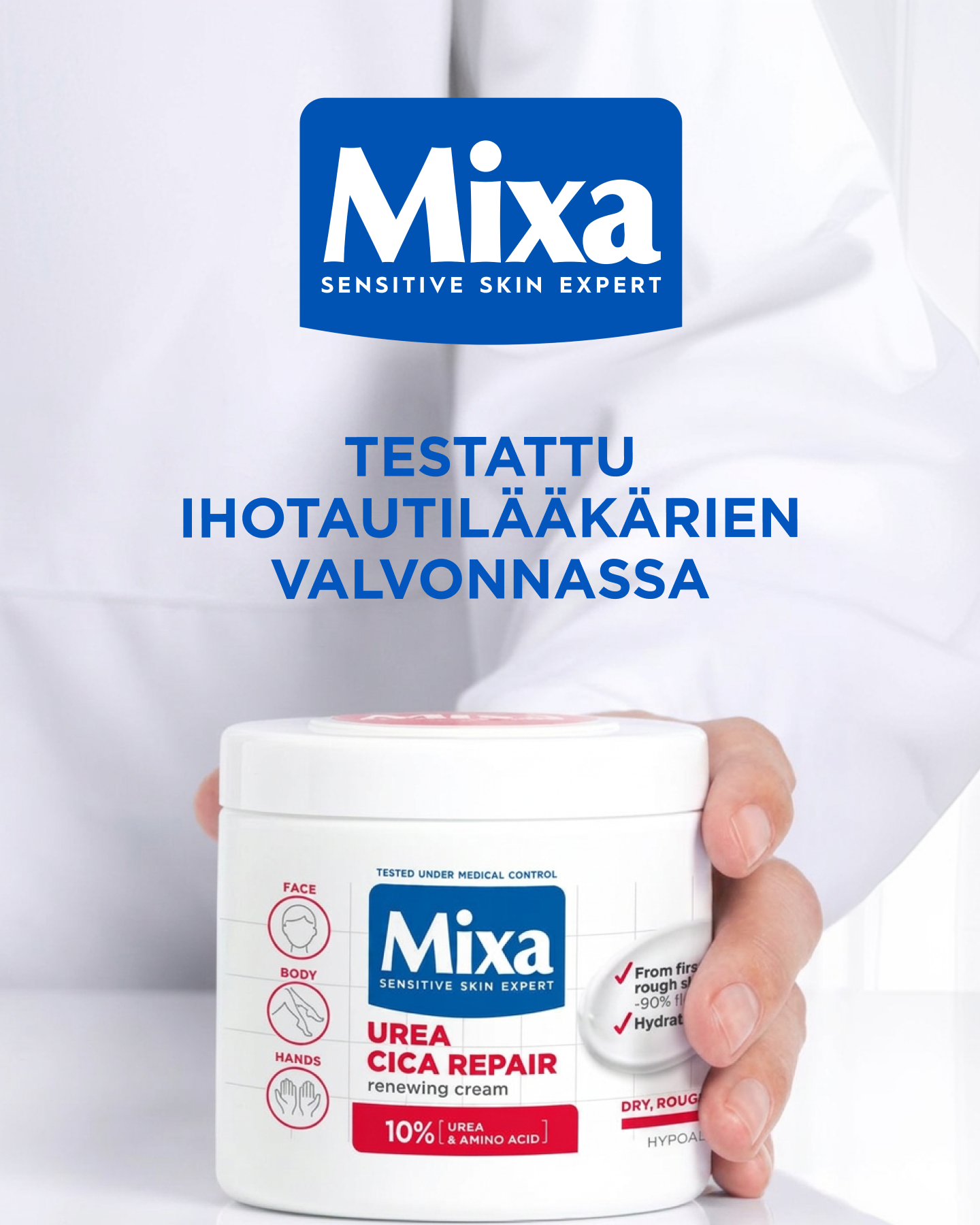 Sokos Facebook ad: Mixa, hellävaraista hoitoa herkälle iholle