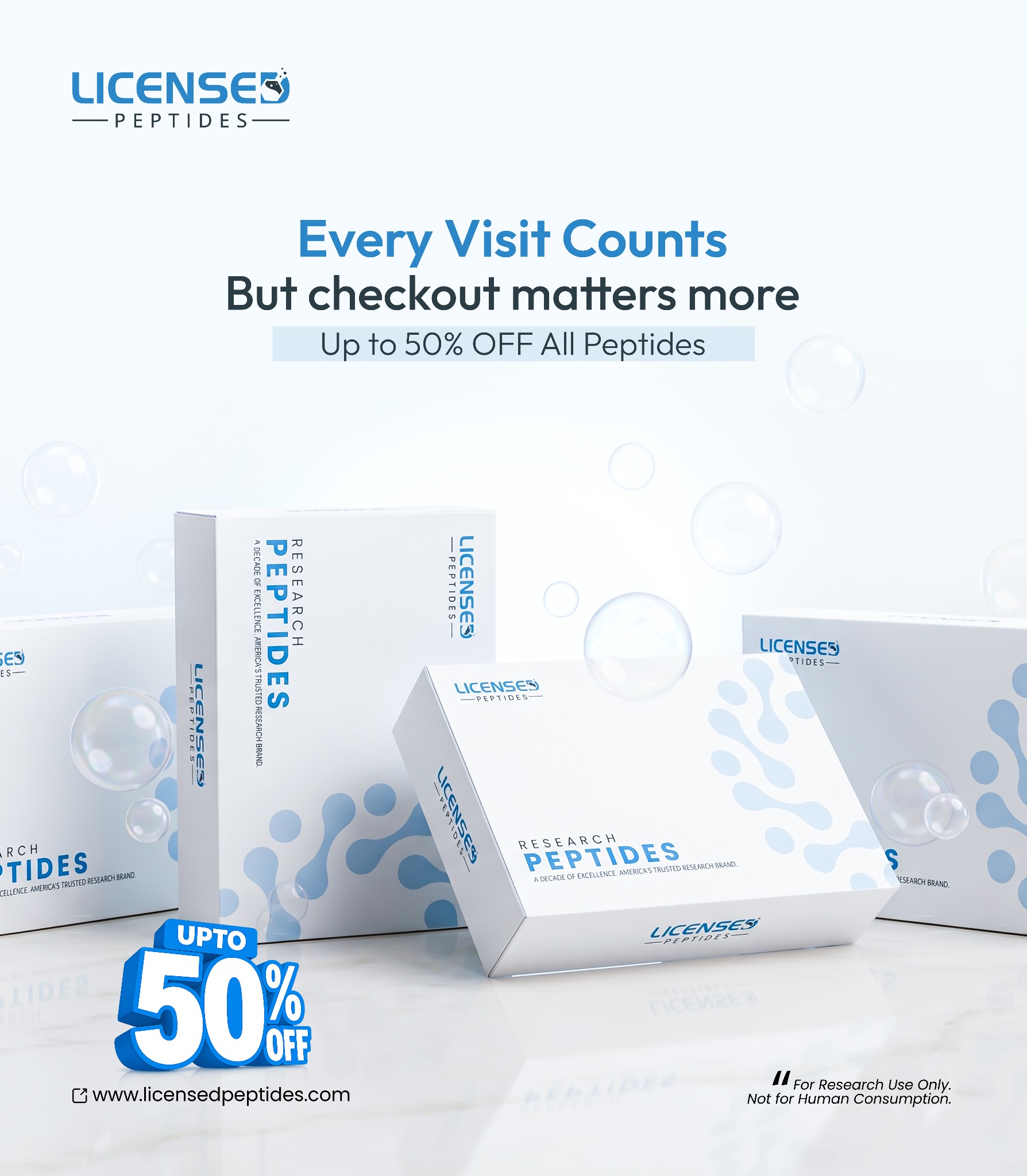 Licensed Peptides.com Facebook ad: Reliable Research Peptides On Sale