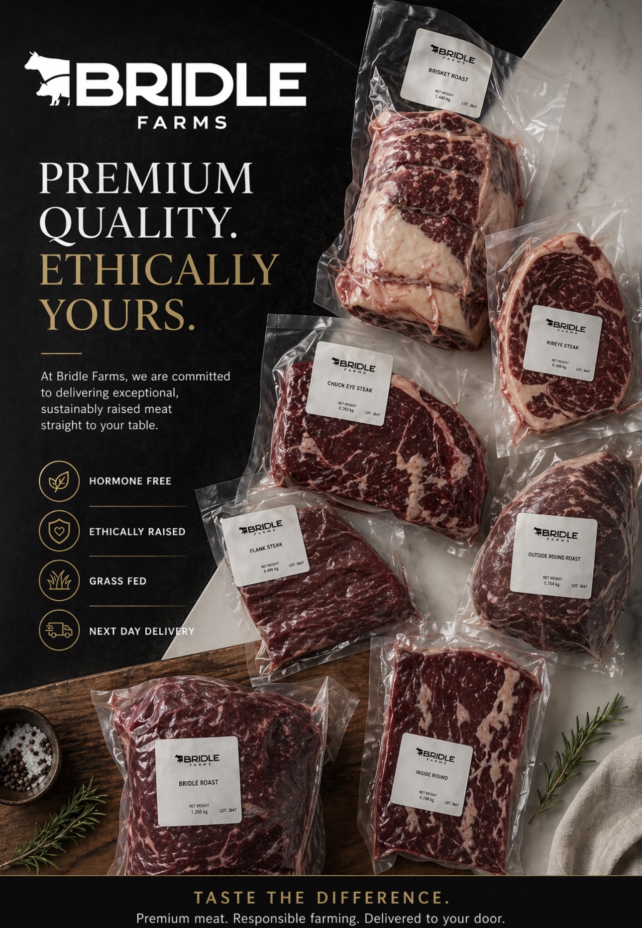Bridle Farms Facebook ad: Stop settling for flavorless, factory-farmed grocery store…