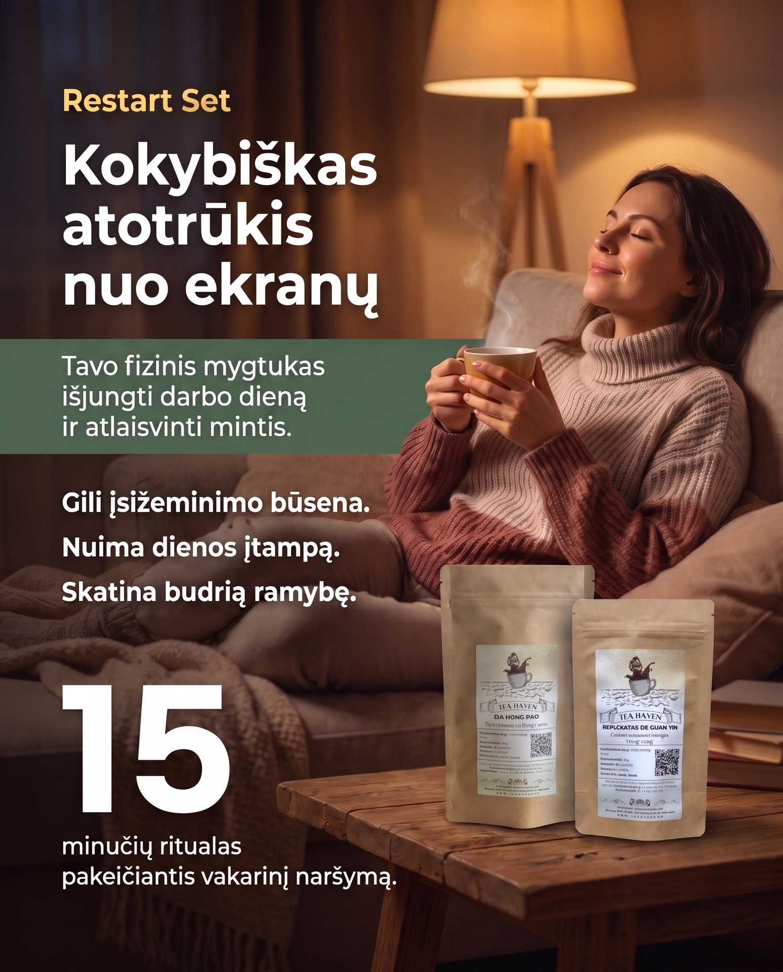 Tea Haven Facebook ad: Tavo vakaro RESTARTAS