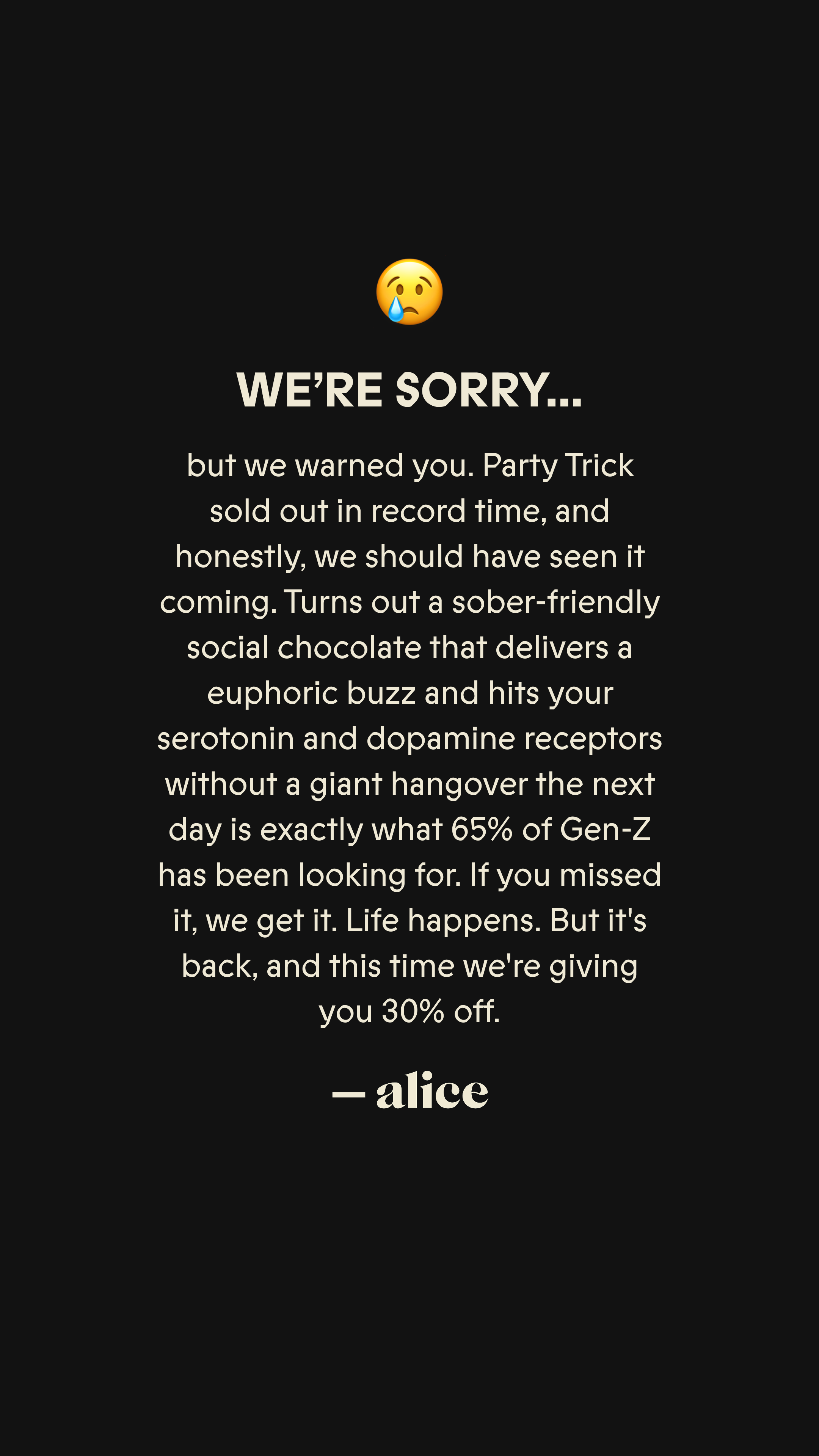 Alice Mushrooms Facebook ad