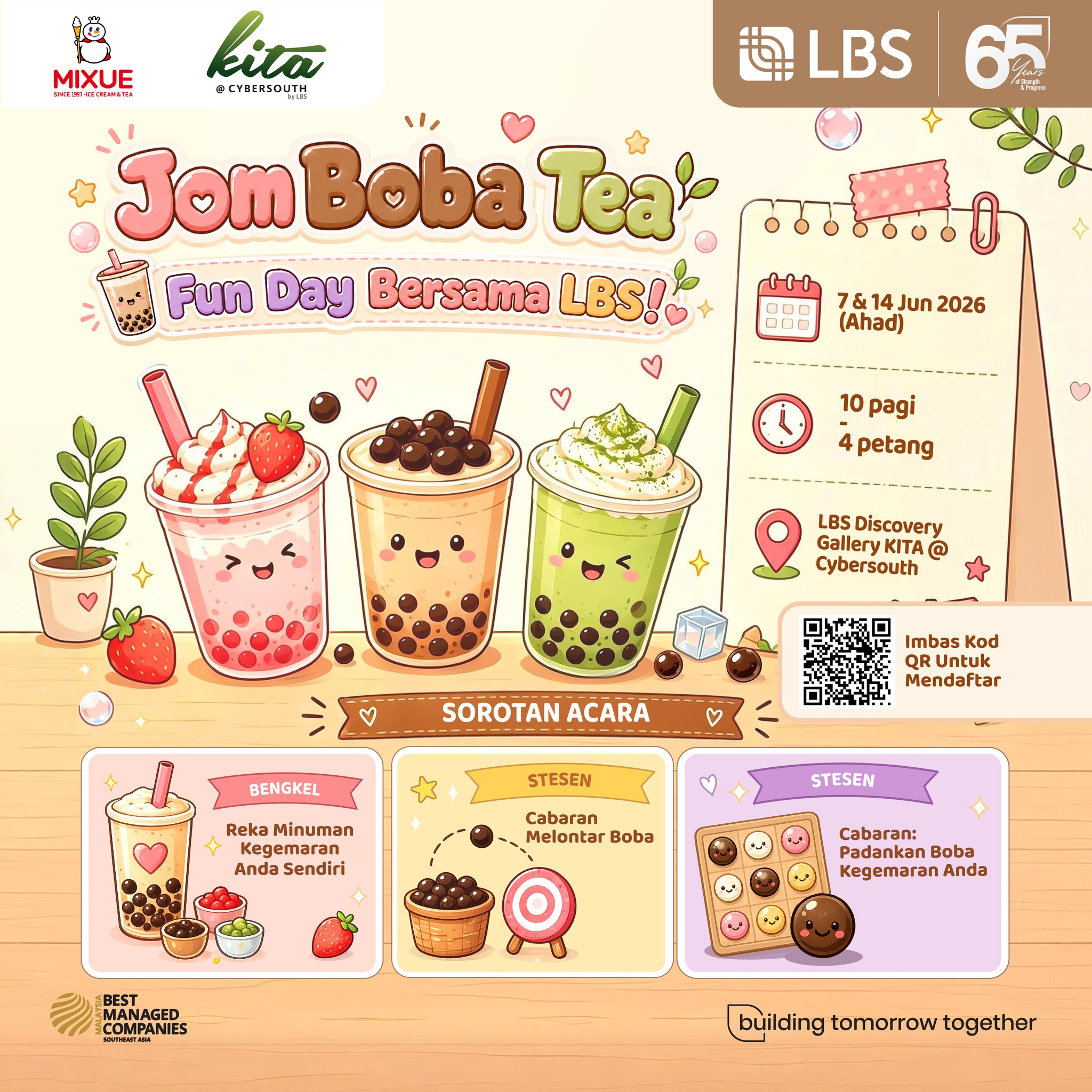 LBS Bina Group Facebook ad: Jom raikan hujung minggu anda dengan Jom Boba…