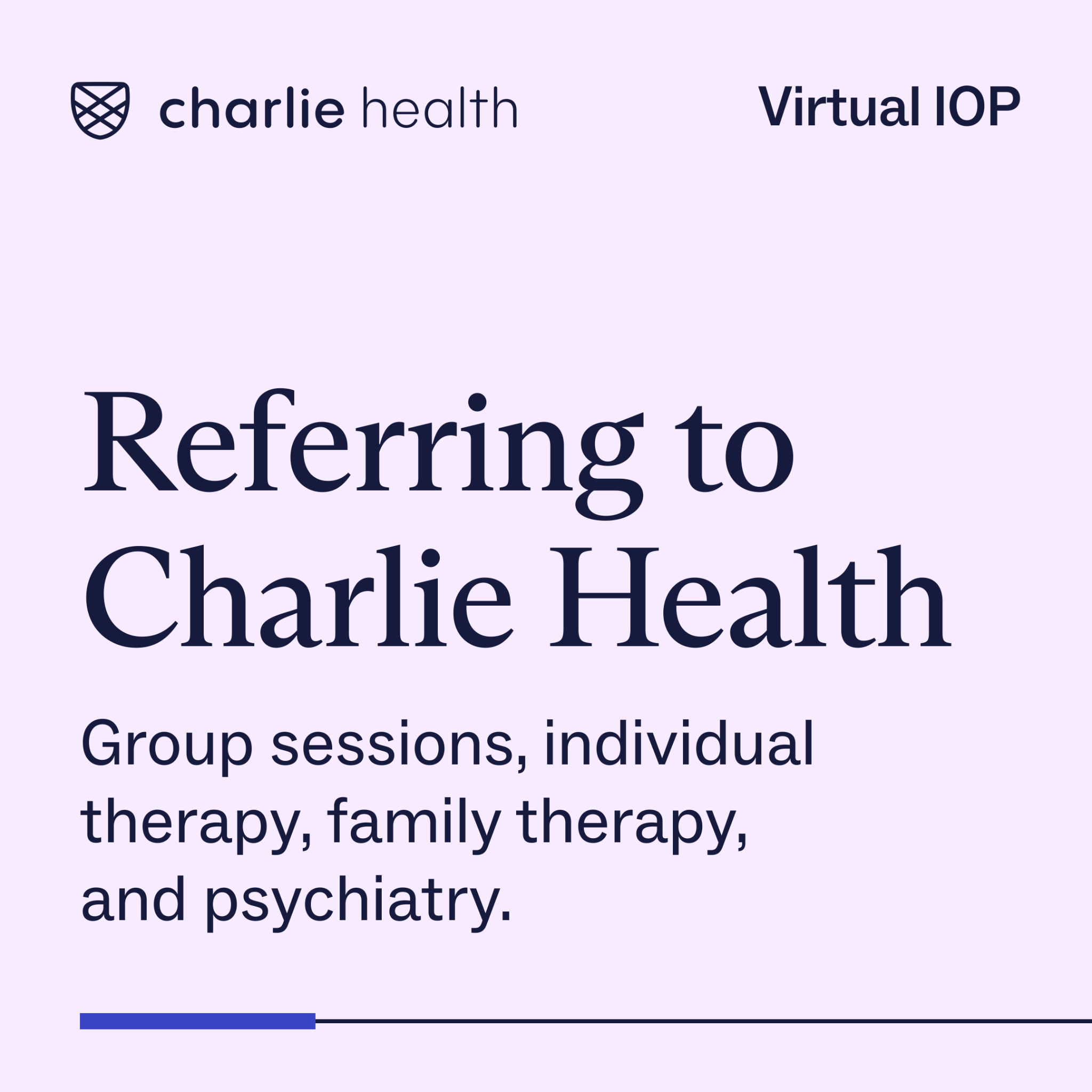 Charlie Health Facebook ad: Referring providers trust Charlie Health to get their…