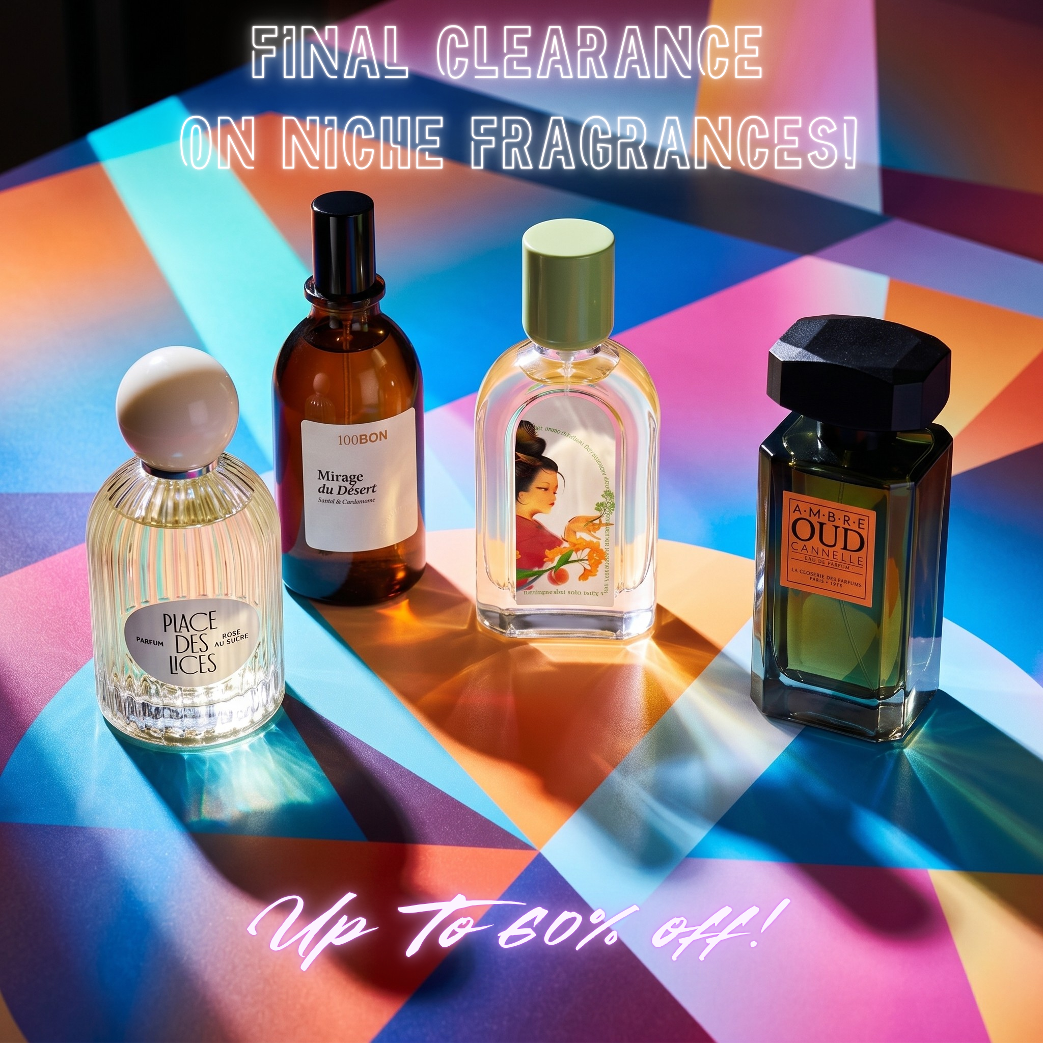 Fiole. Facebook ad: Niche Fragrance Clearance