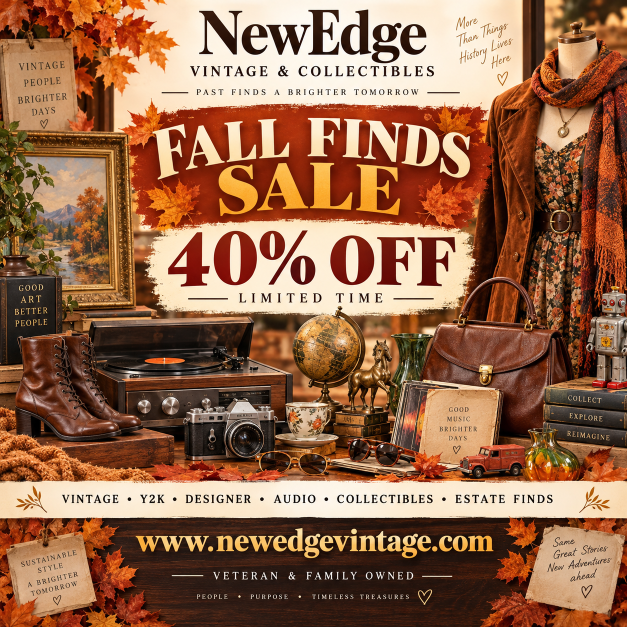 Bee Natural Collective by New Edge Vintage Facebook ad: 40% Off Vintage & Estate Finds