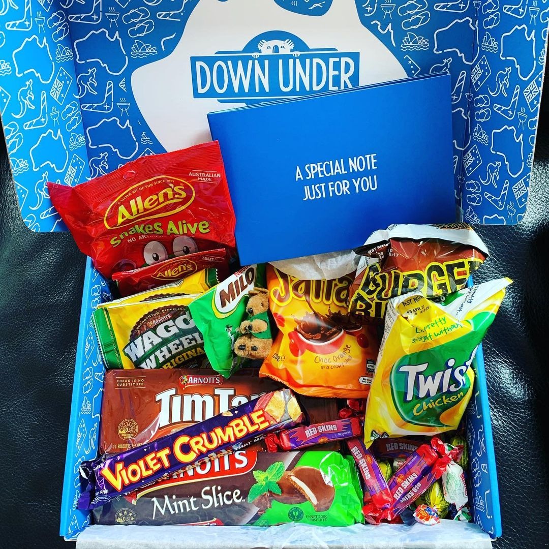 Down Under Box Facebook ad: Send an Aussie gift box