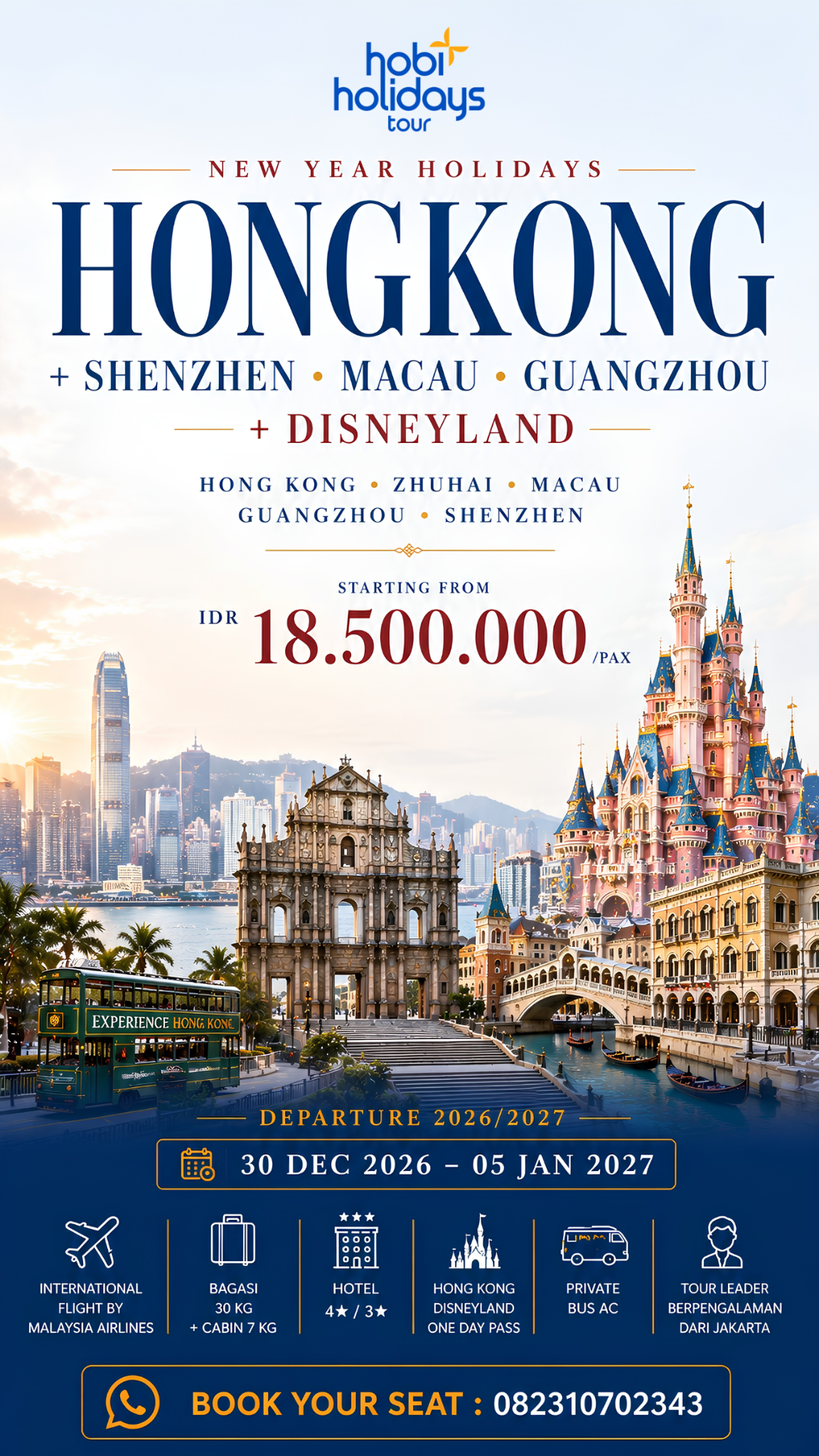 Hobiholidays Tours Facebook ad: AMANIN SEAT HONGKONG 30 DESEMBER CUKUP DP 3JT