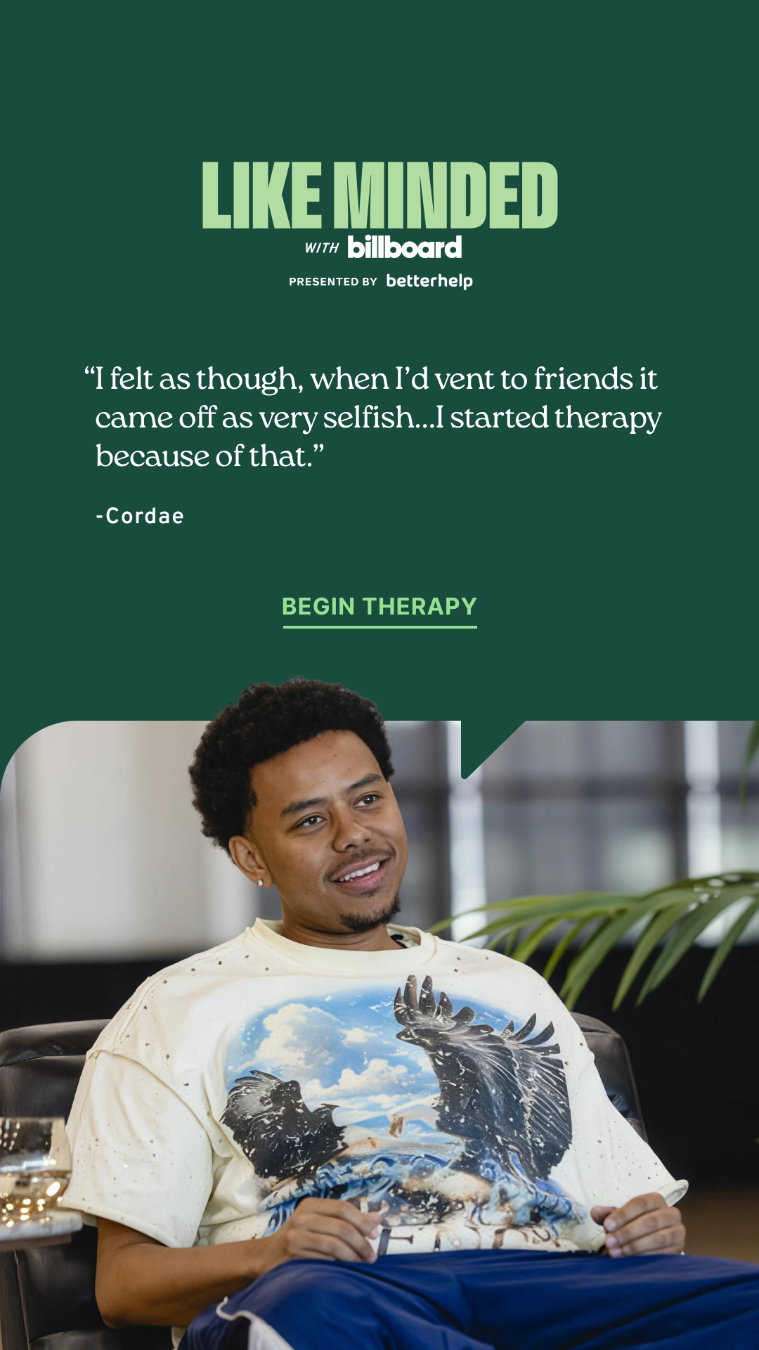 BetterHelp Facebook ad: Real Talk From Cordae