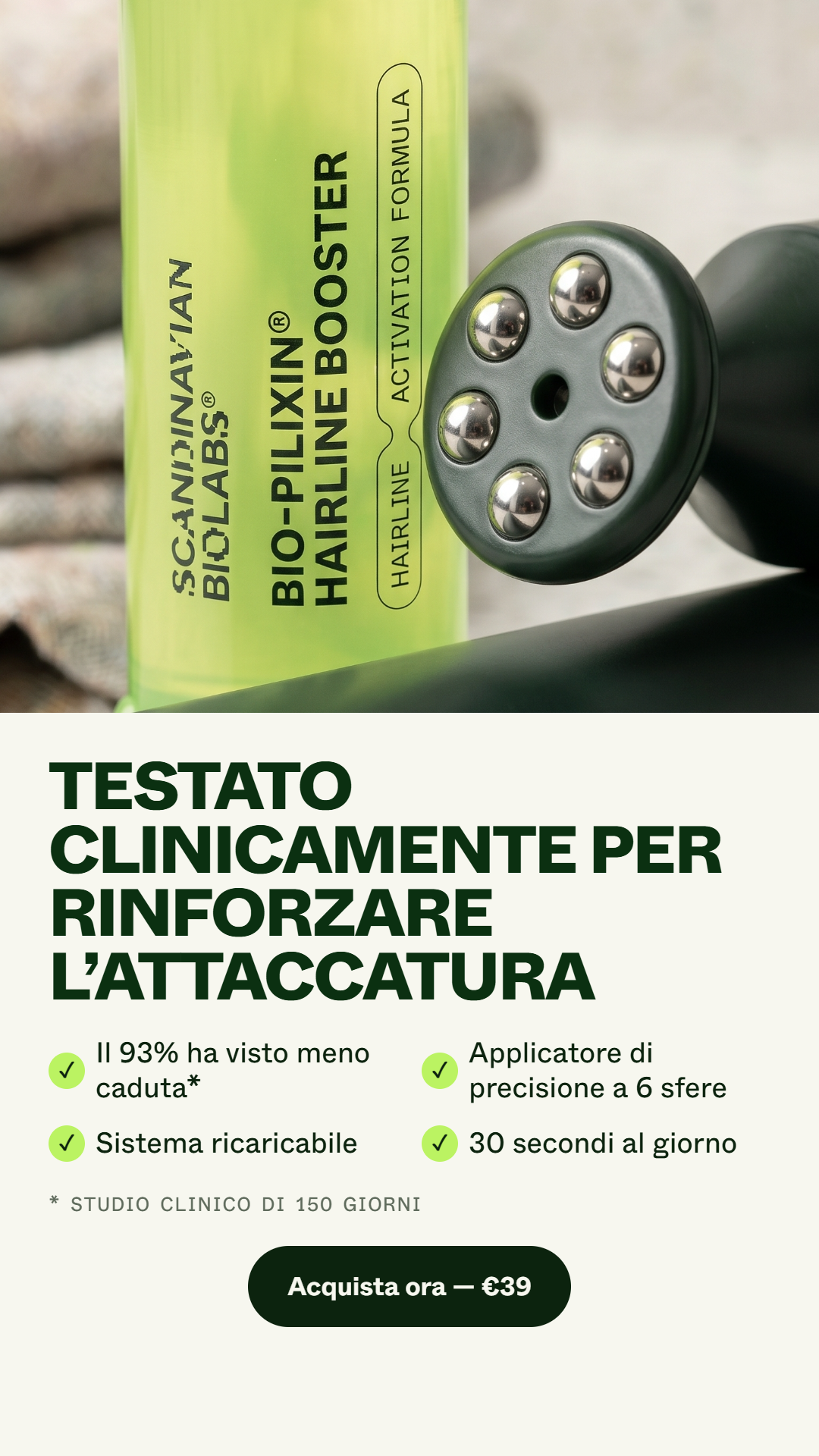 Scandinavian Biolabs Facebook ad: Risultati visibili a partire da 45 giorni.