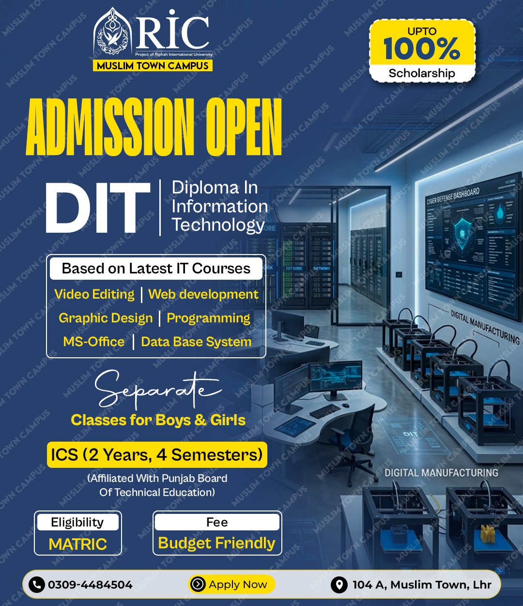 Riphah International College for Girls - Muslim Town Campus Lahore Facebook ad: 𝐋𝐈𝐌𝐈𝐓𝐄𝐃 𝐒𝐂𝐇𝐎𝐋𝐀𝐑𝐒𝐇𝐈𝐏𝐒 𝐀𝐕𝐀𝐈𝐋𝐀𝐁𝐋𝐄