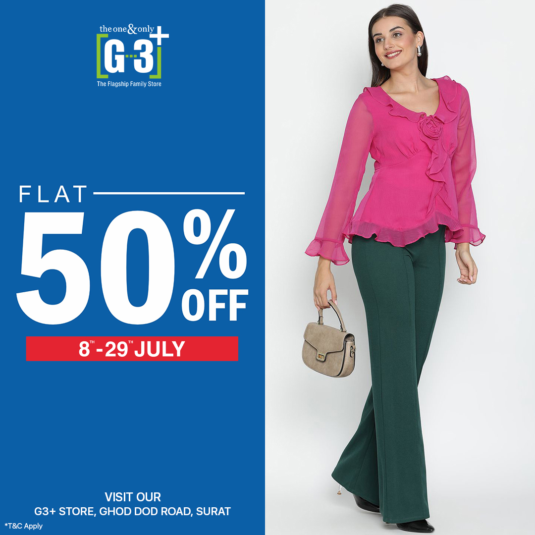 G3 Surat Facebook ad: G3+ Surat - SALE - FLAT 50% OFF…