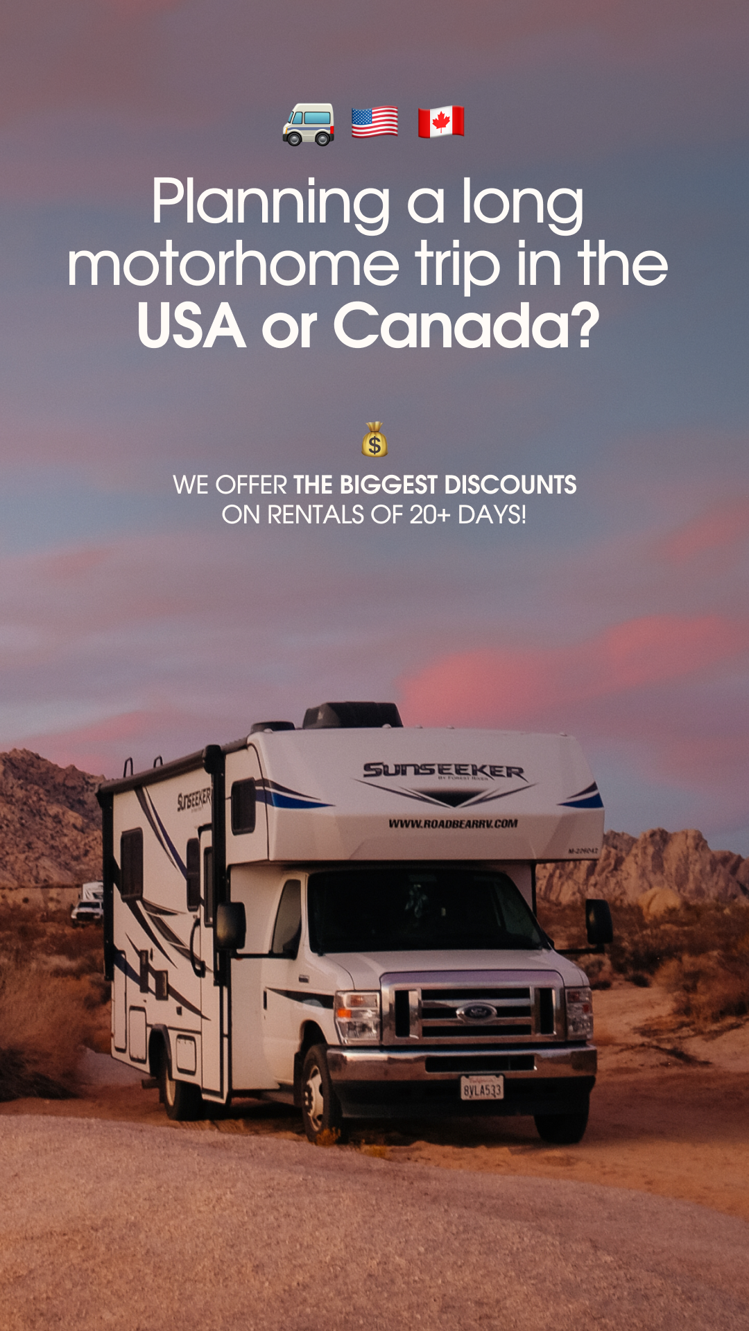 World campervan and motorhome rental Facebook ad from Apr 6, 2026