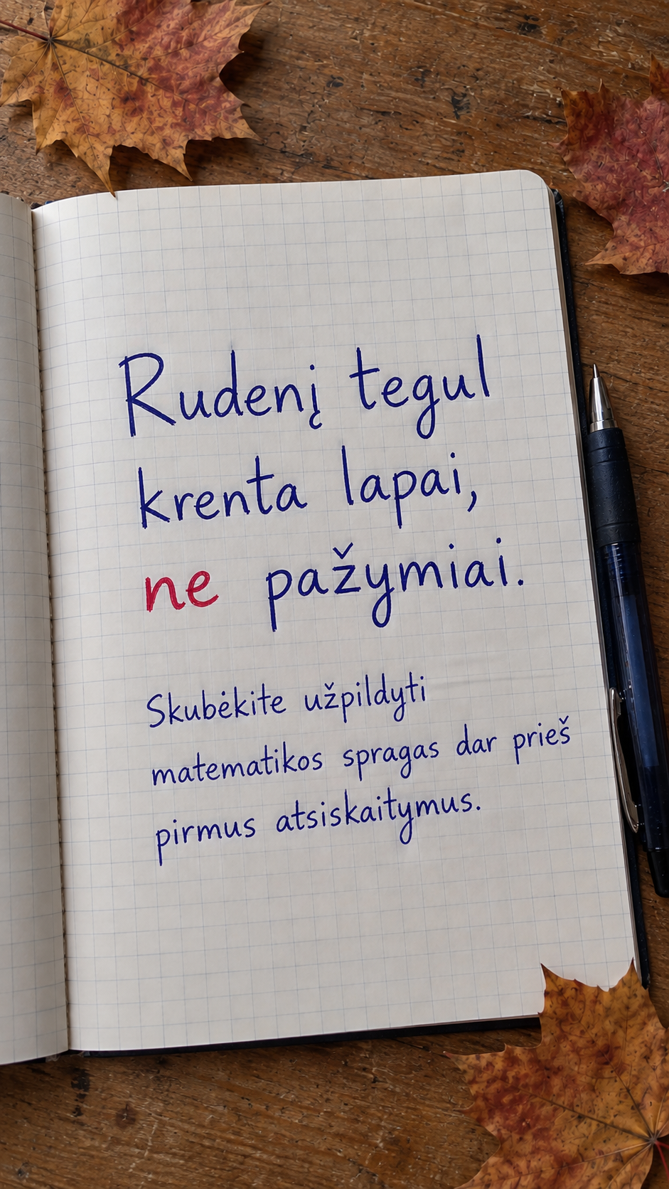 Academo Facebook ad: Tegul rudenį krenta lapai, ne pažymiai