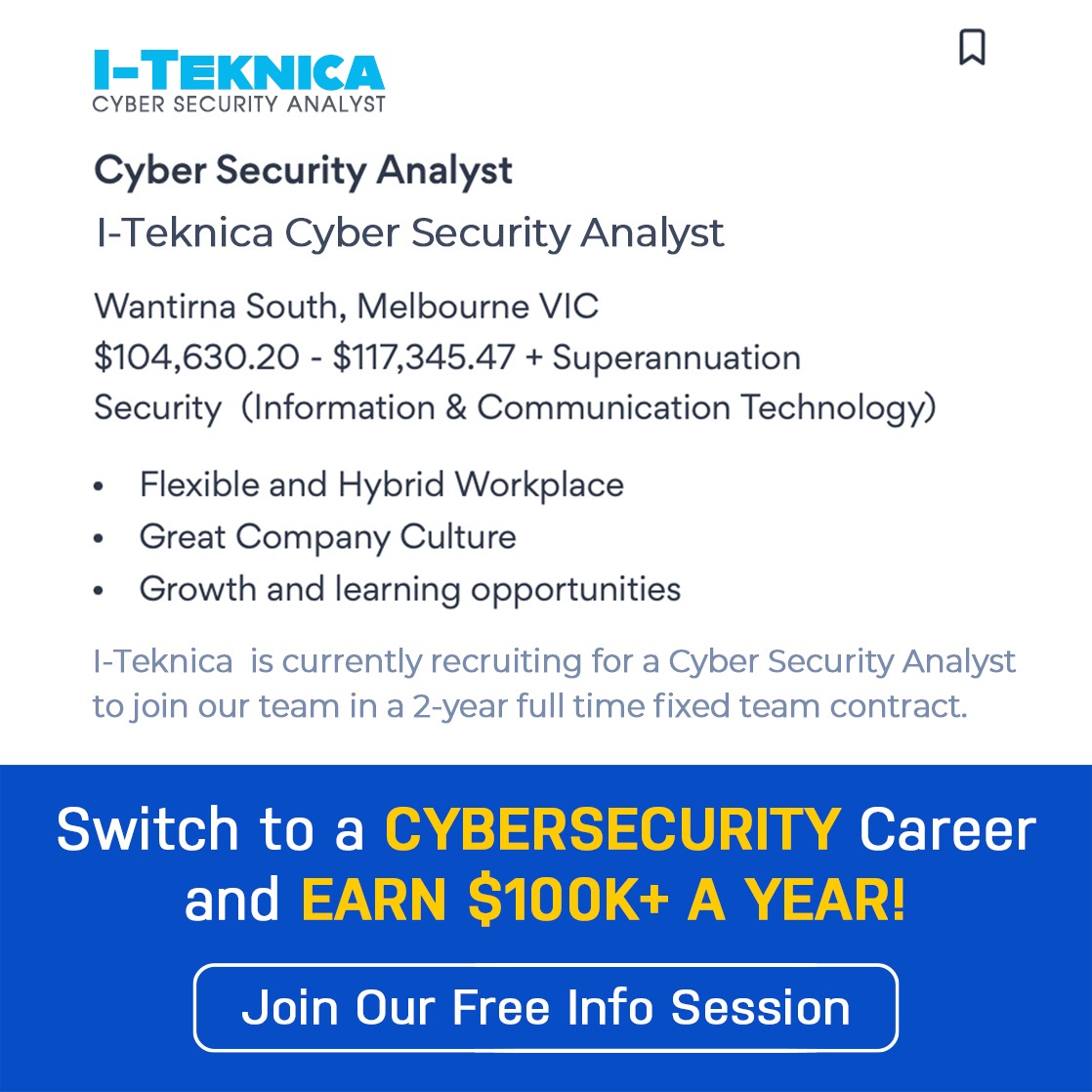 Cyber Revolution Facebook ad: Train For A $100K+/yr Cyber Security Role
