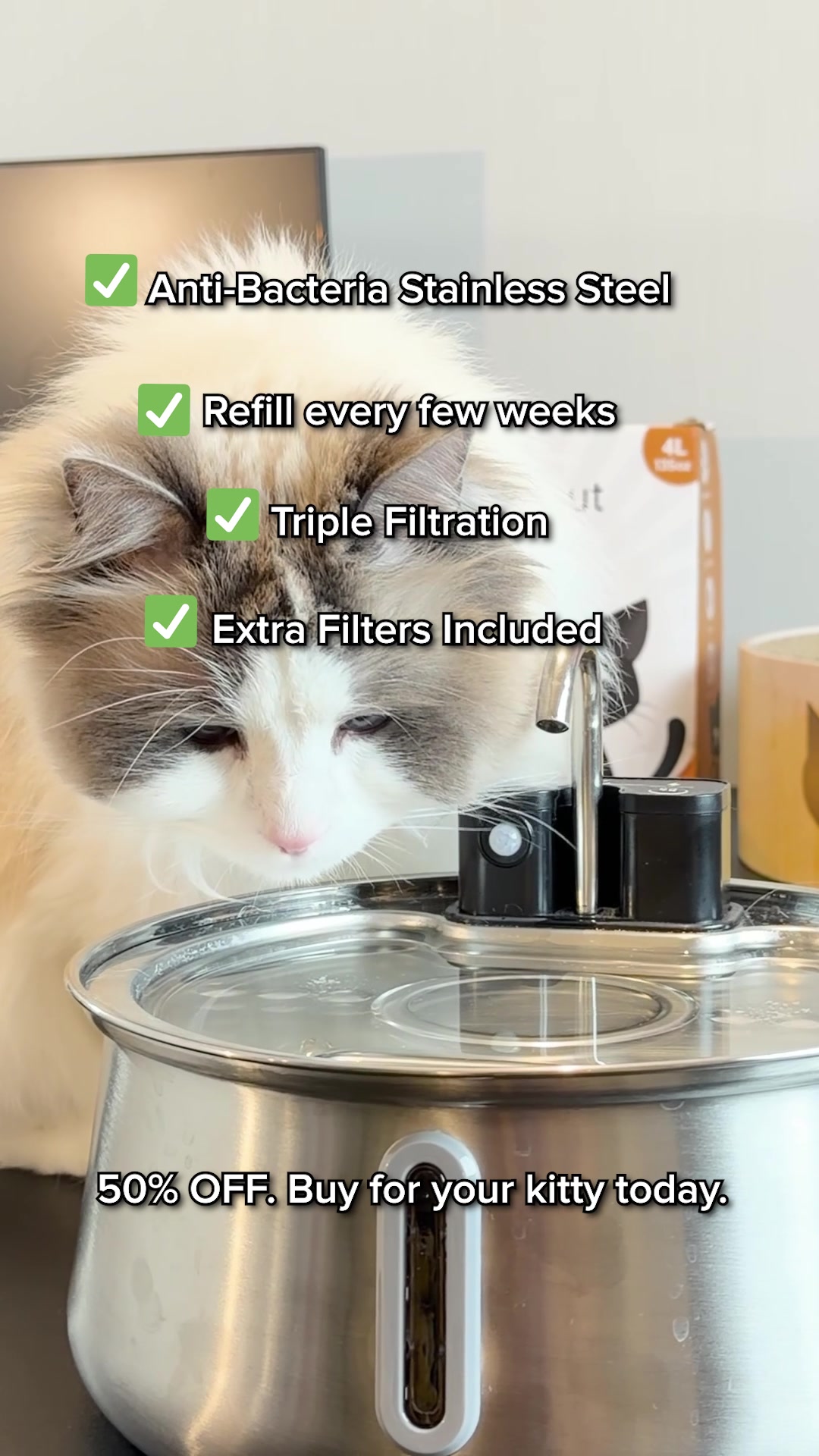 KittySpout Facebook ad: Vet-Recommended Fountain